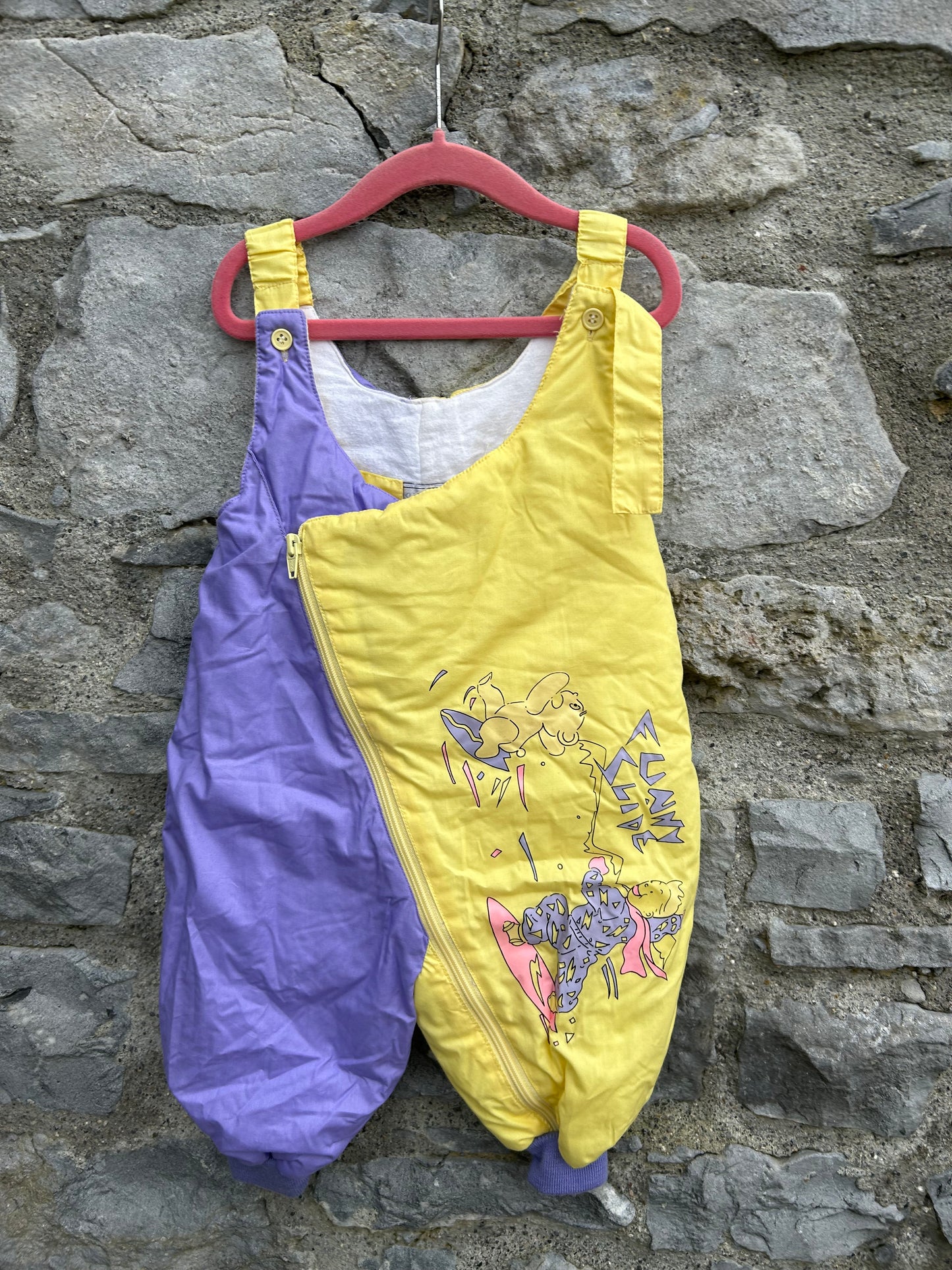 80s yellow&purple snow suit 9-12m (74-80cm)