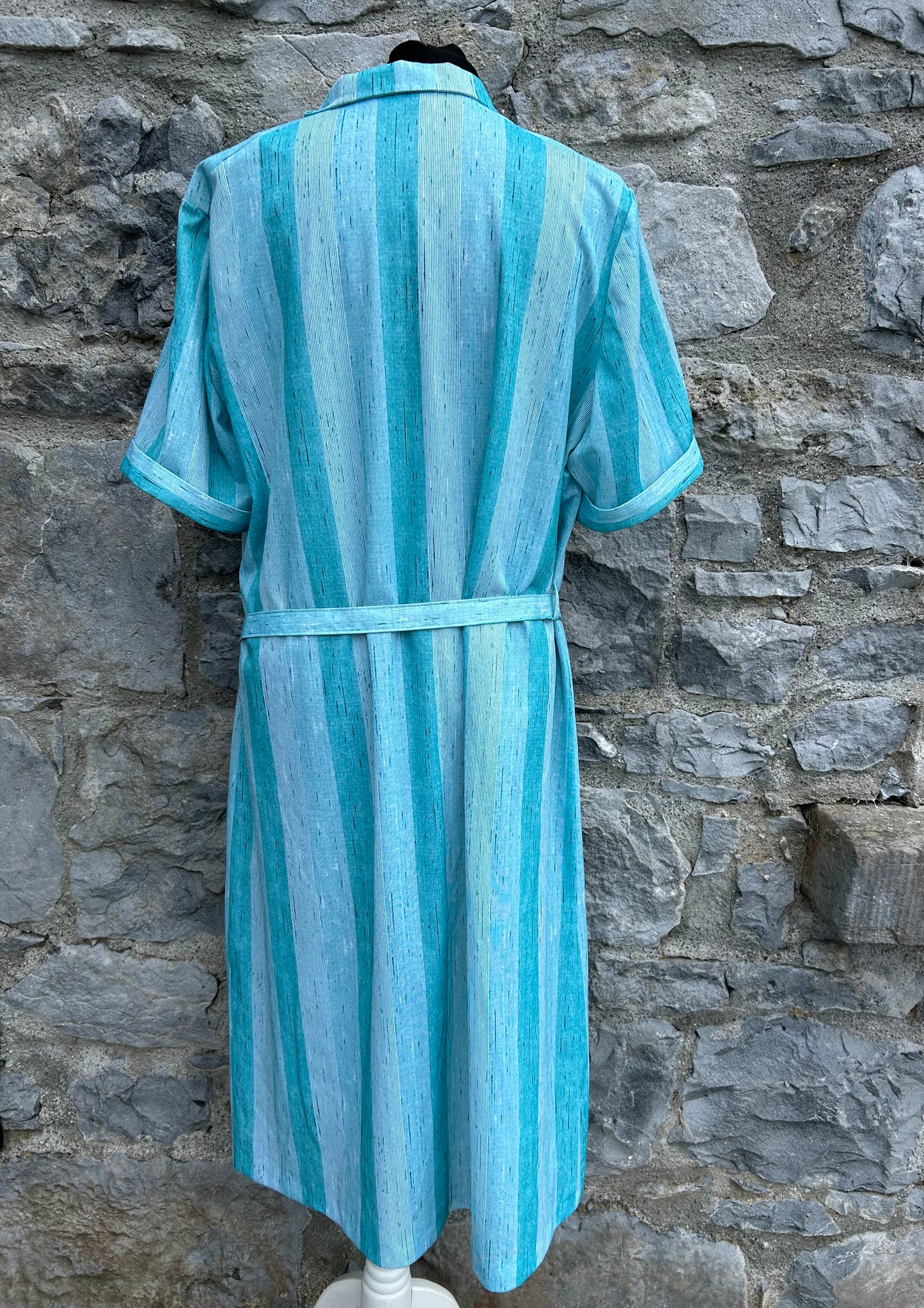 80s stripy teal dress uk 16
