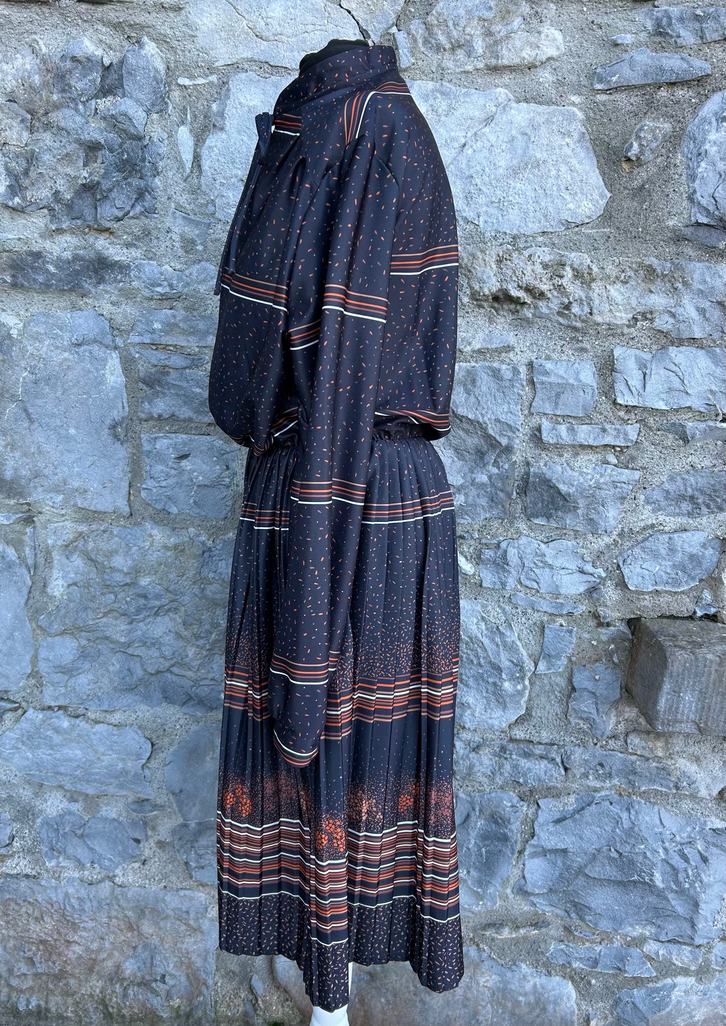 80s navy spots&lines navy dress uk 12