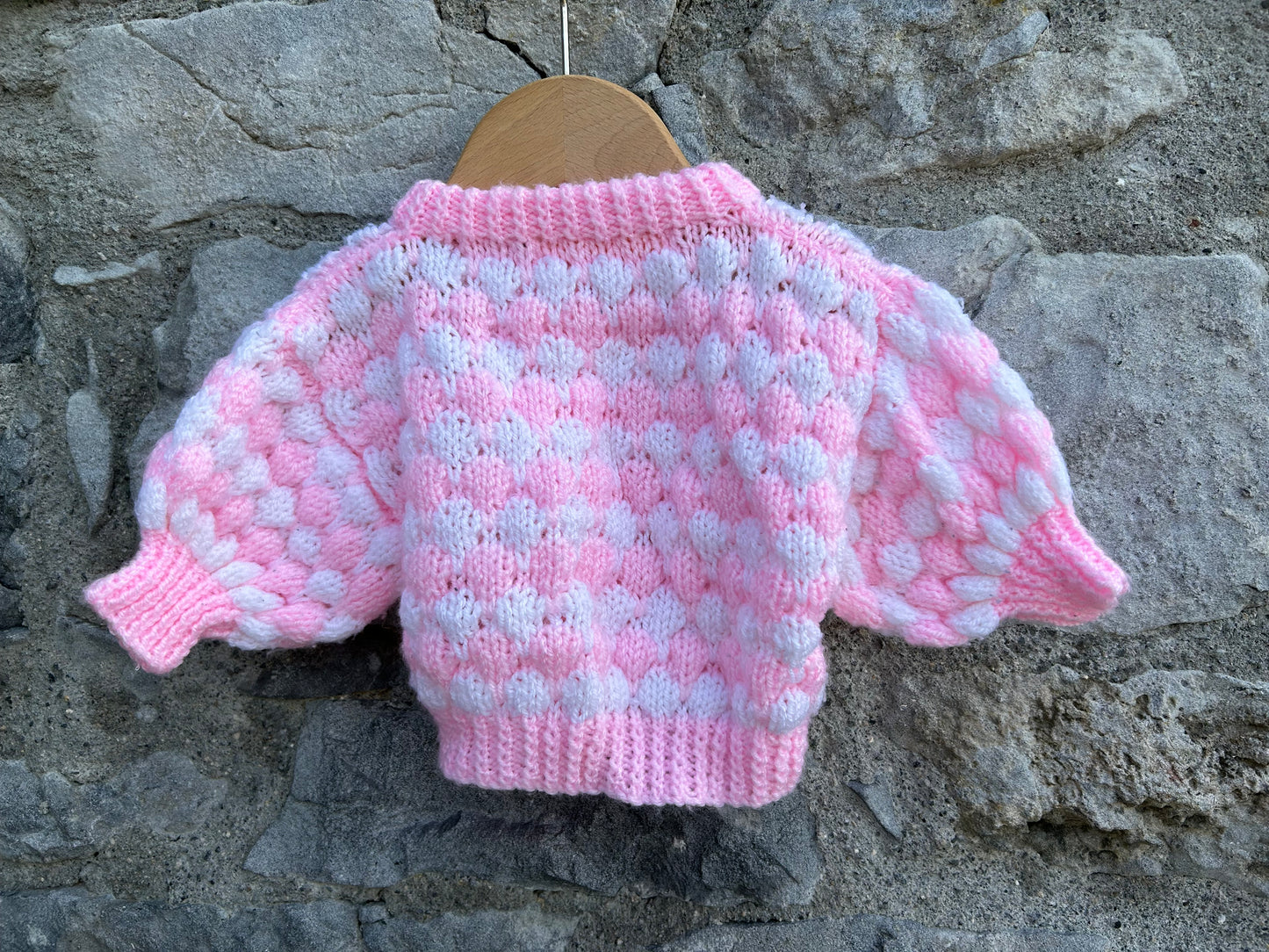 Pink bubble knit cardigan 0-1m (50-56cm)