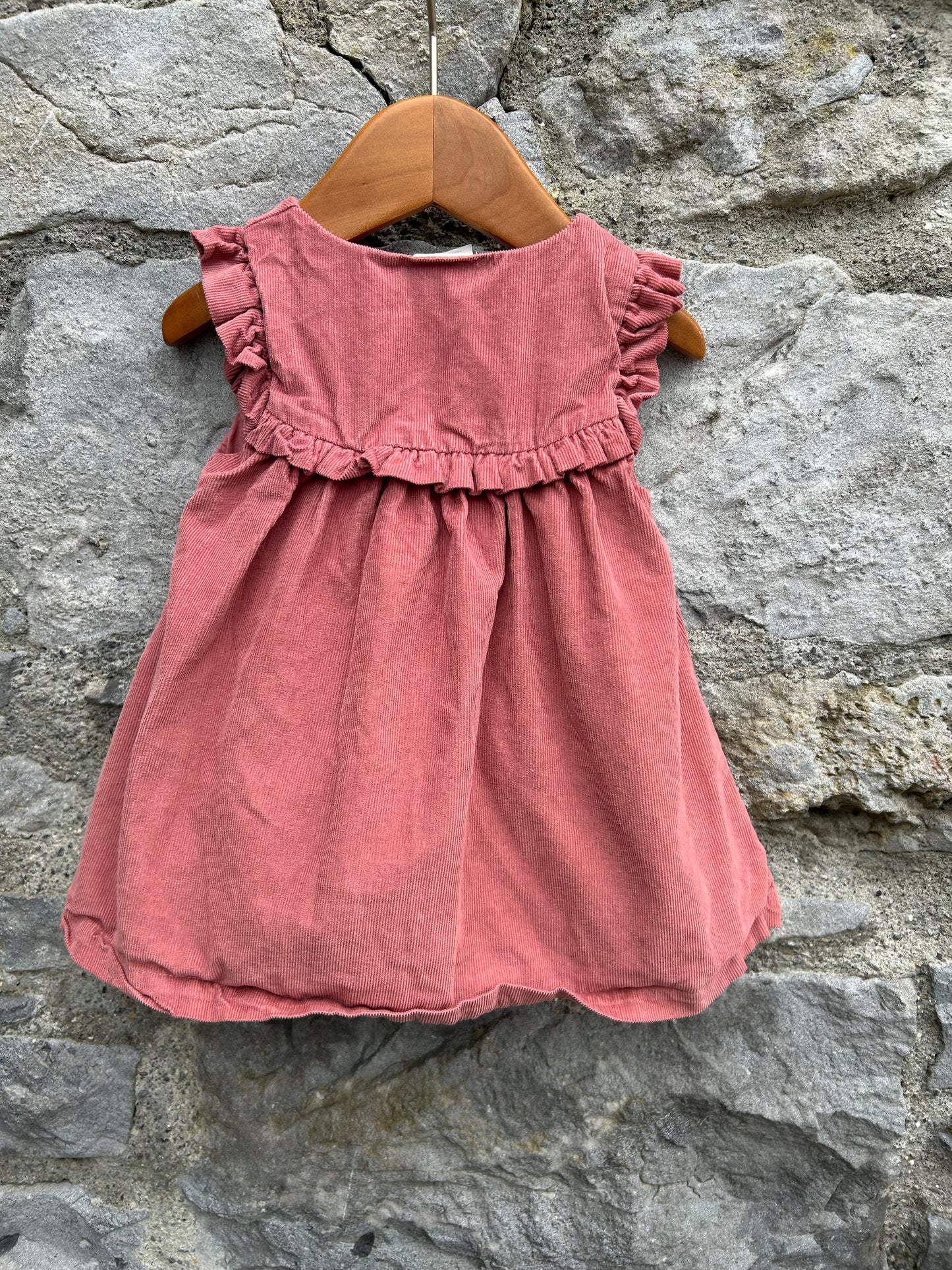 Pink cord embroidered dress 3-6m (62-68cm)