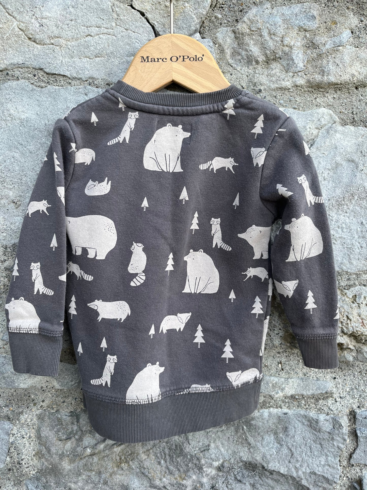 Woodland animals grey sweatshirt 12-18m (80-86cm)