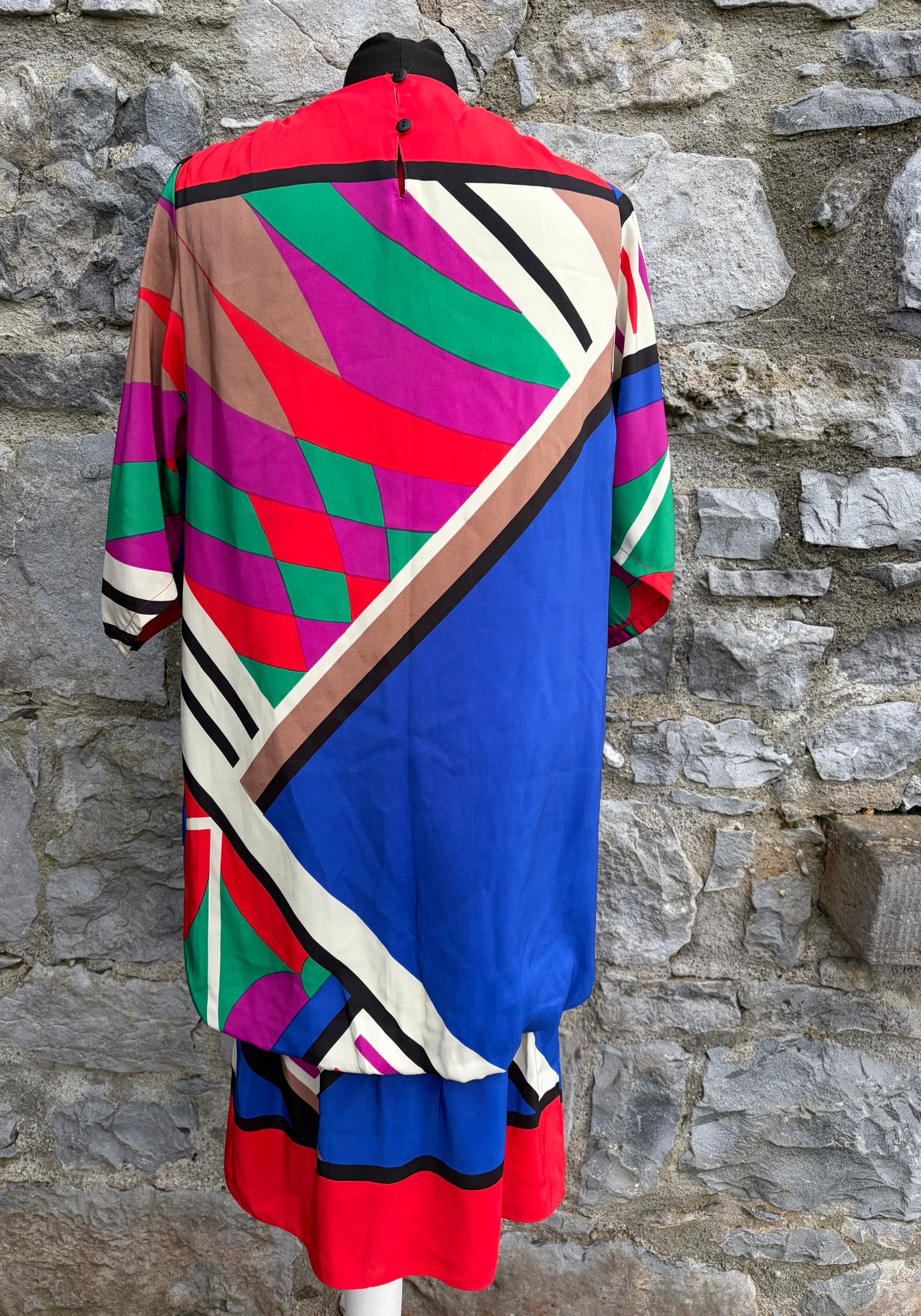80s colourful geometric dress uk 10-12