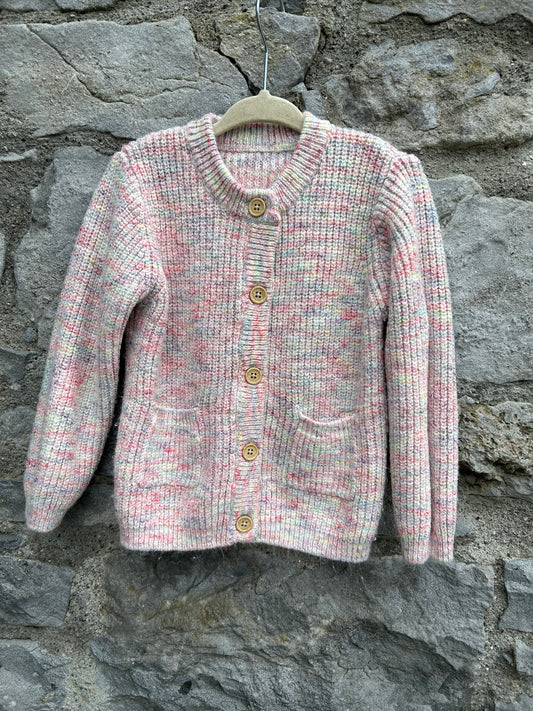 Pink melange cardigan 2-3y (92-98cm)