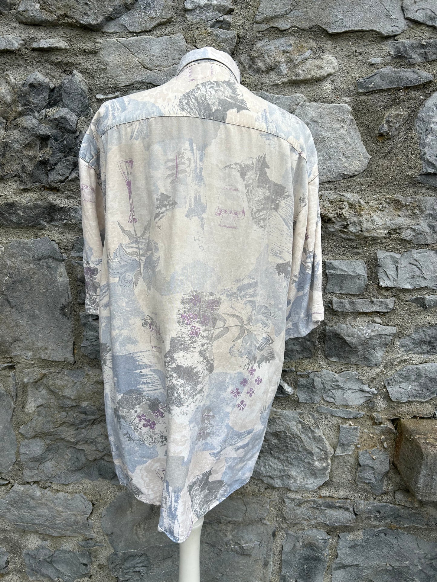 80s grey&beige shirt Small