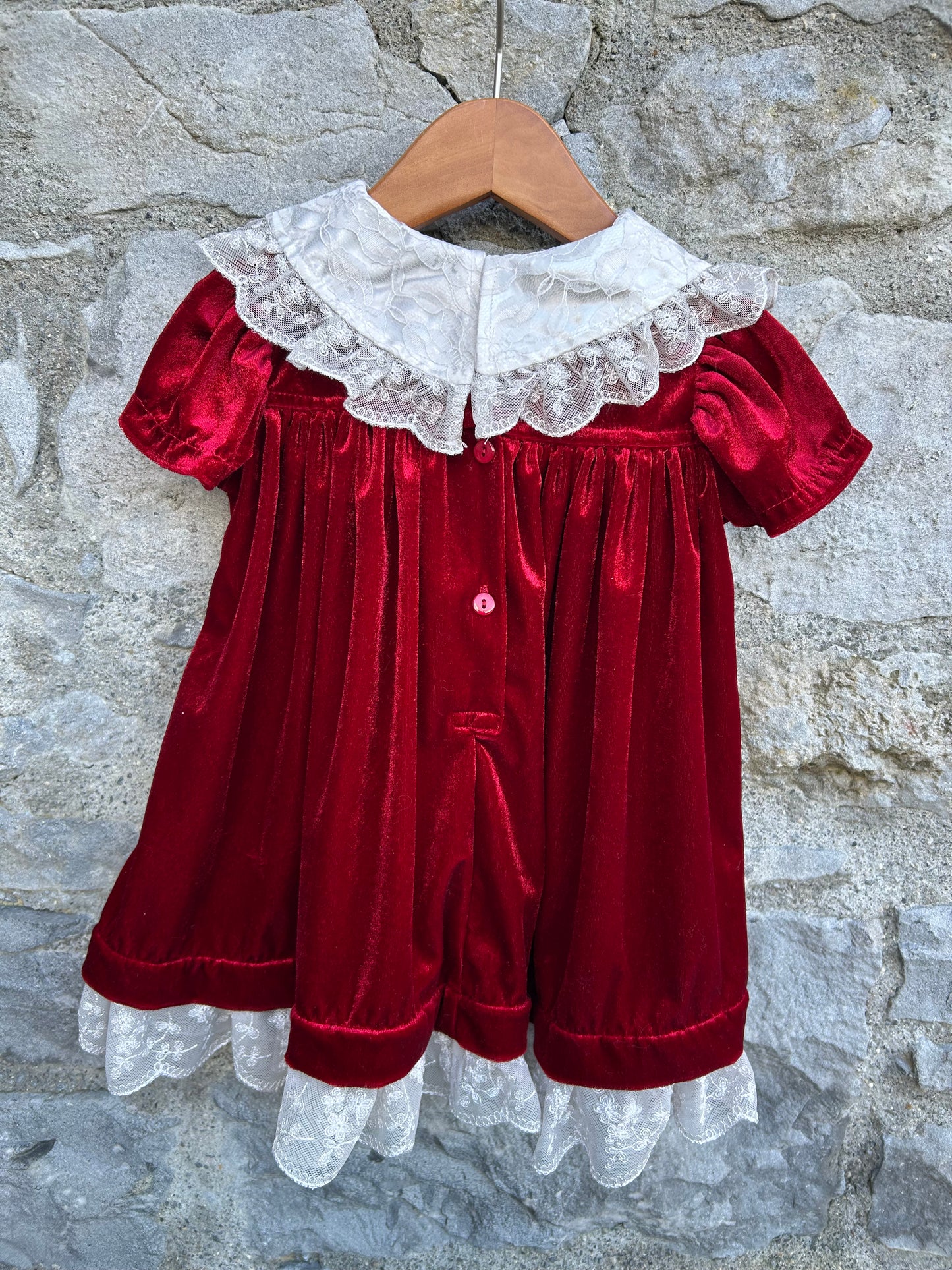 80s burgundy velvet dress 18m (86cm)