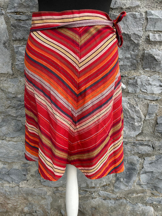 Y2K red stripy wrap skirt uk 10-12