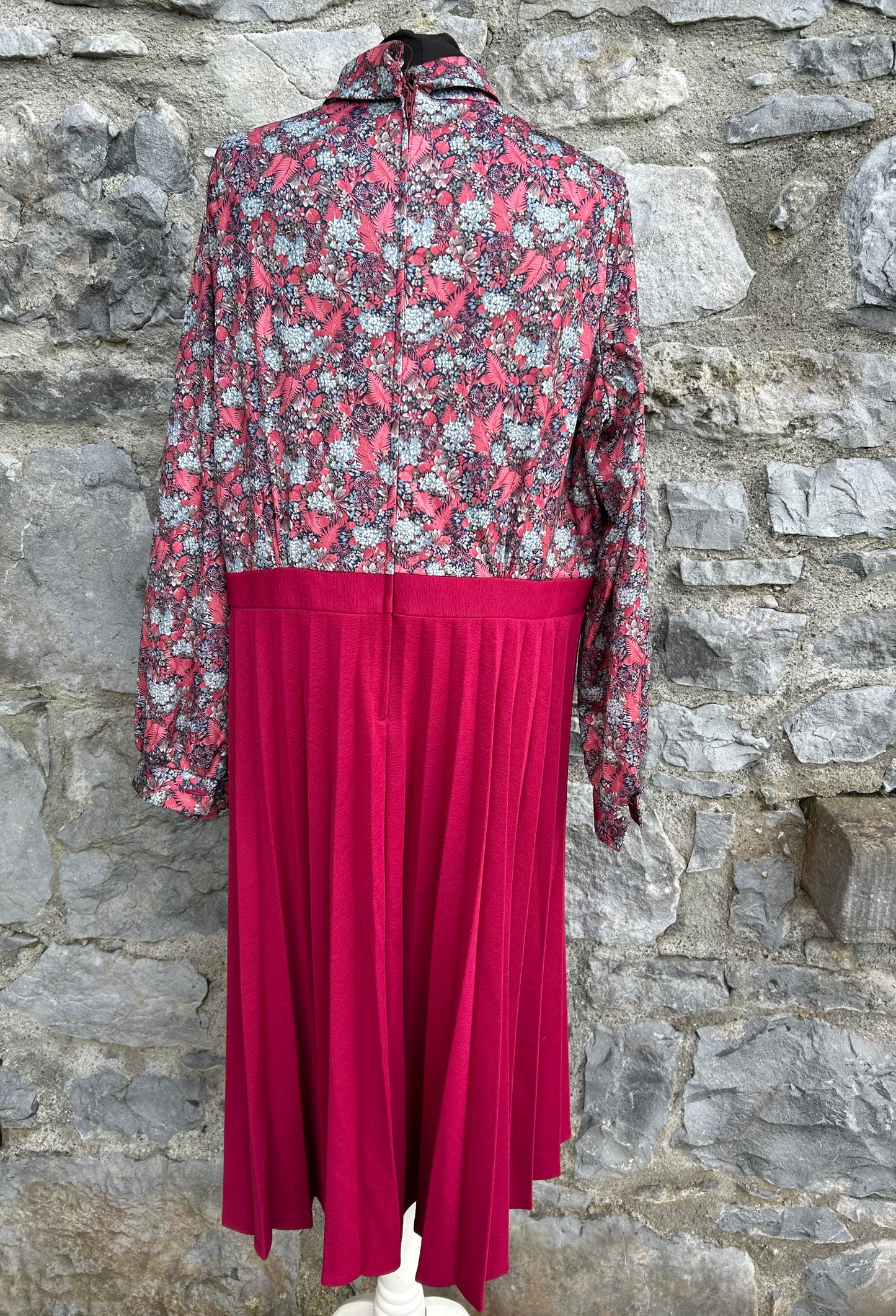 80s pink flowers&leaves dress uk 14