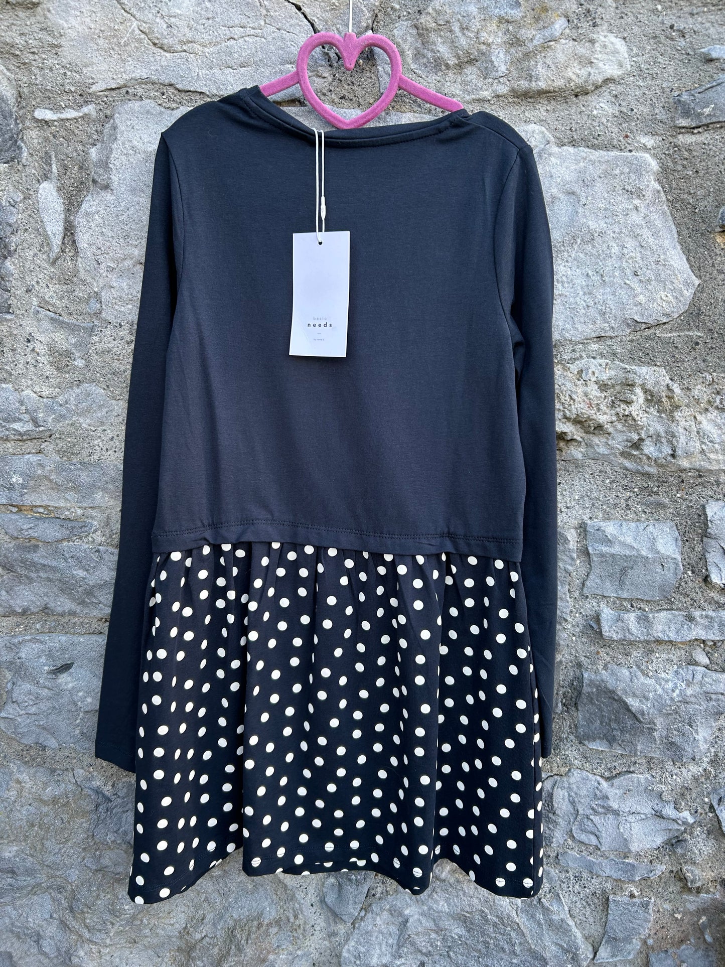 Navy&polka dots navy dress 10y (140cm)