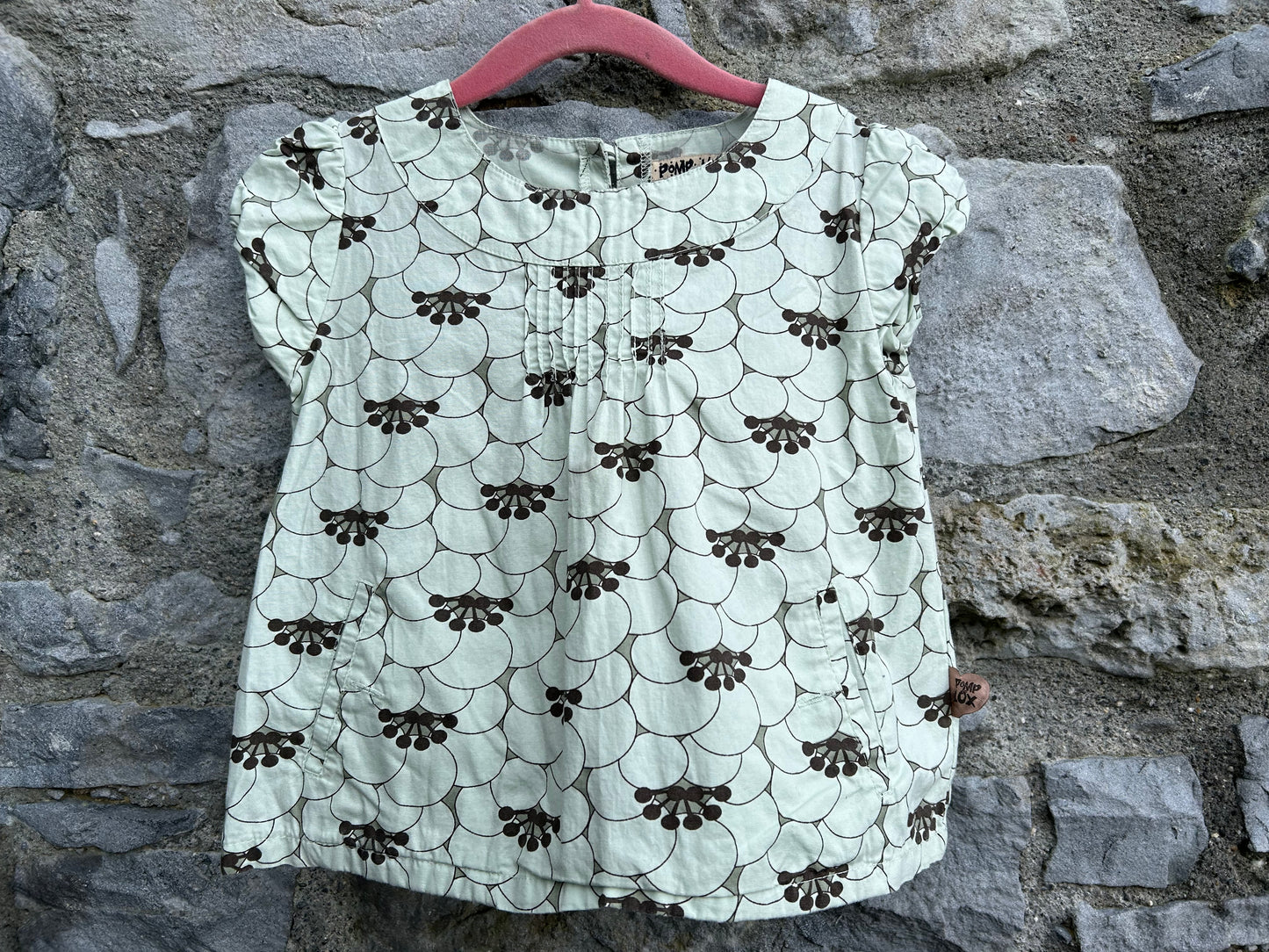 Pistachio floral box top 3-4y (98-104cm)
