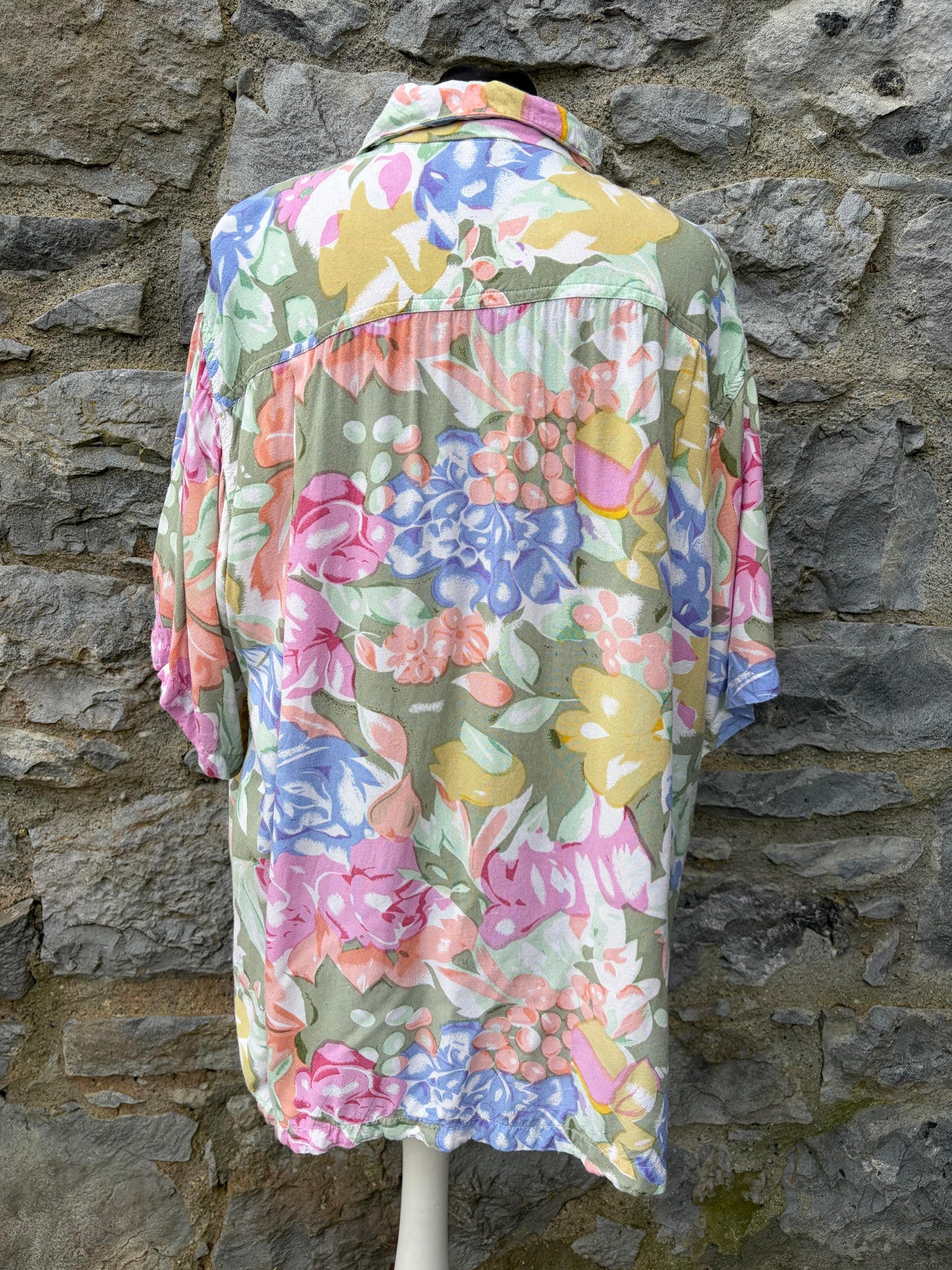 80s colourful flowers shirt uk 18-20