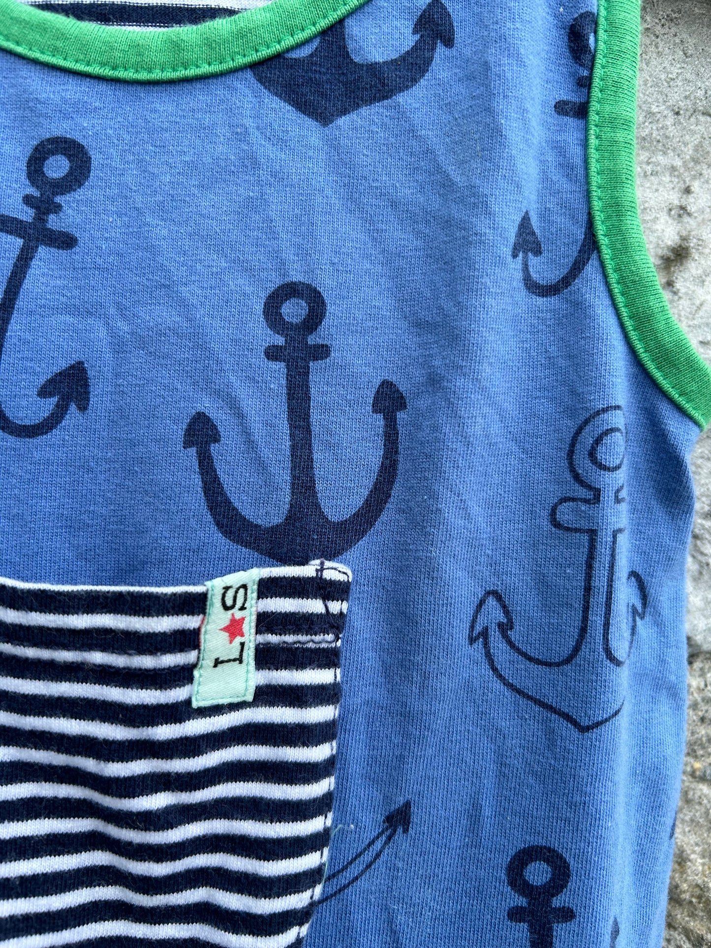 Anchor blue dungarees 3-6m (62-68cm)
