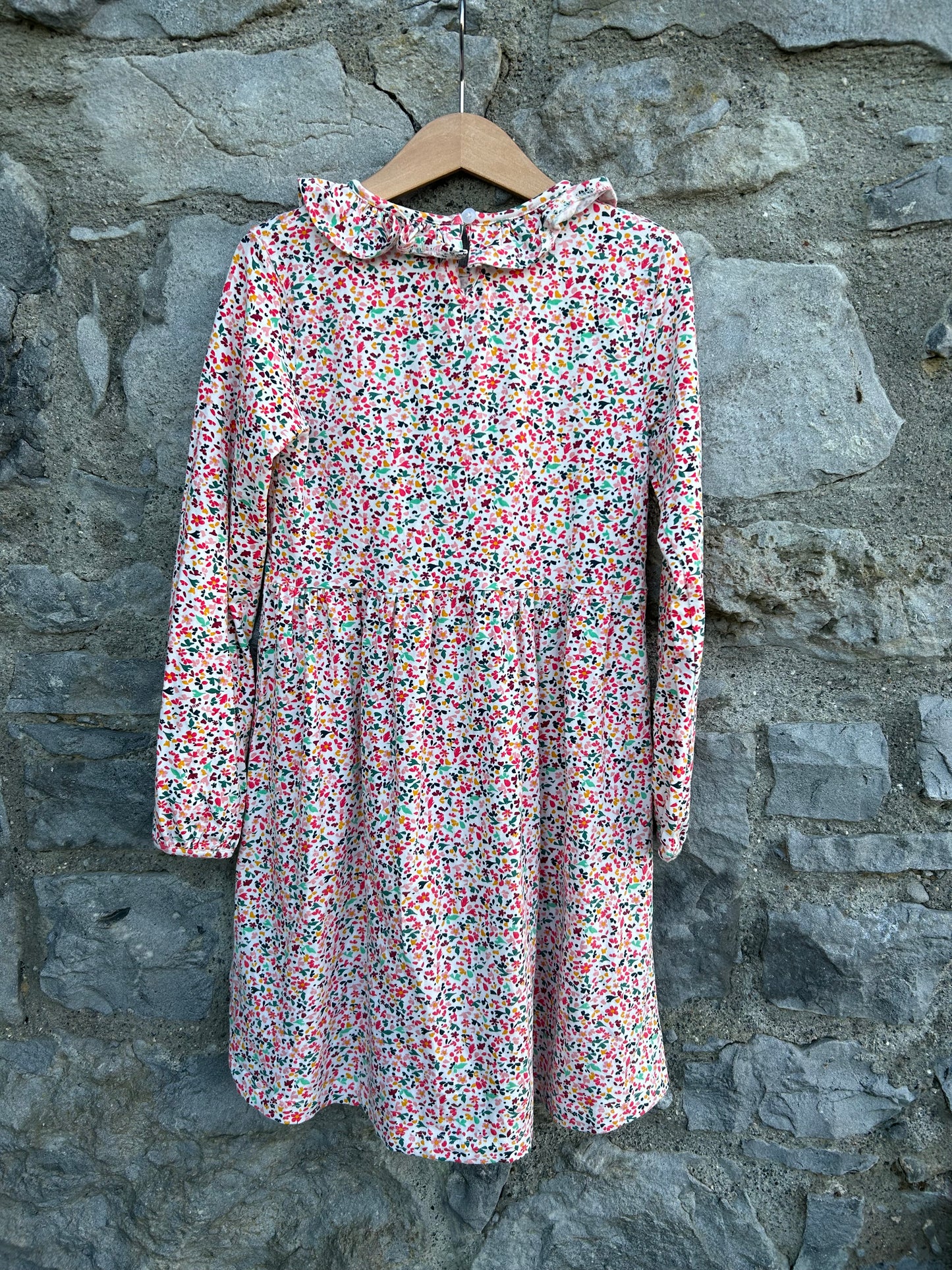 Pink floral dress with ruffle collar 6-7y (116-122cm)