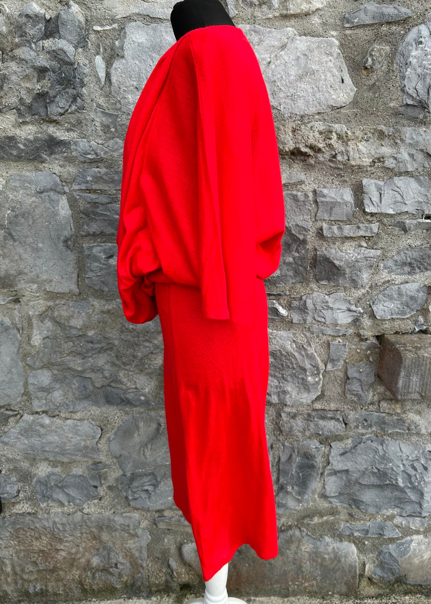 80s red knitted dress uk 12