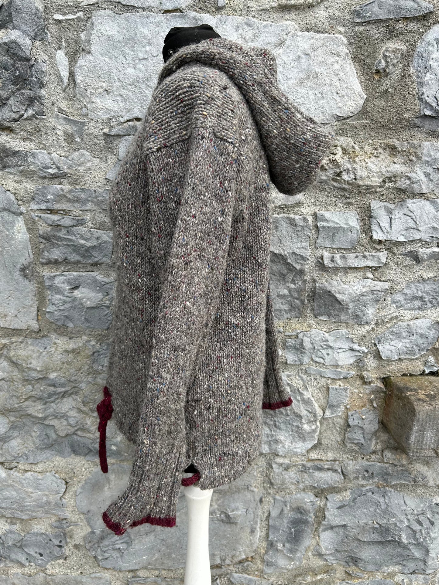 90s grey hooded melange jumper uk 12