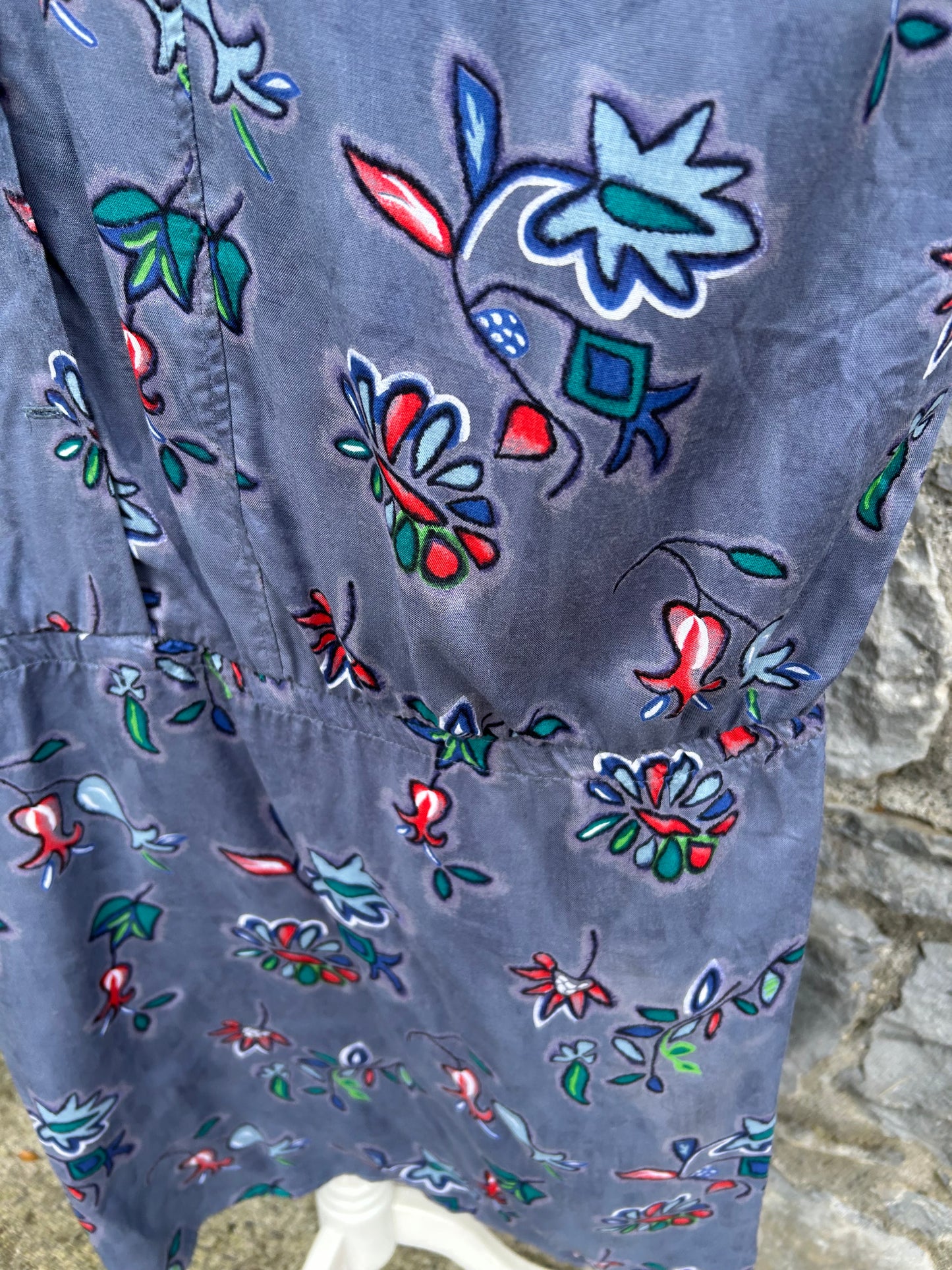 80s grey floral dress uk 12-14