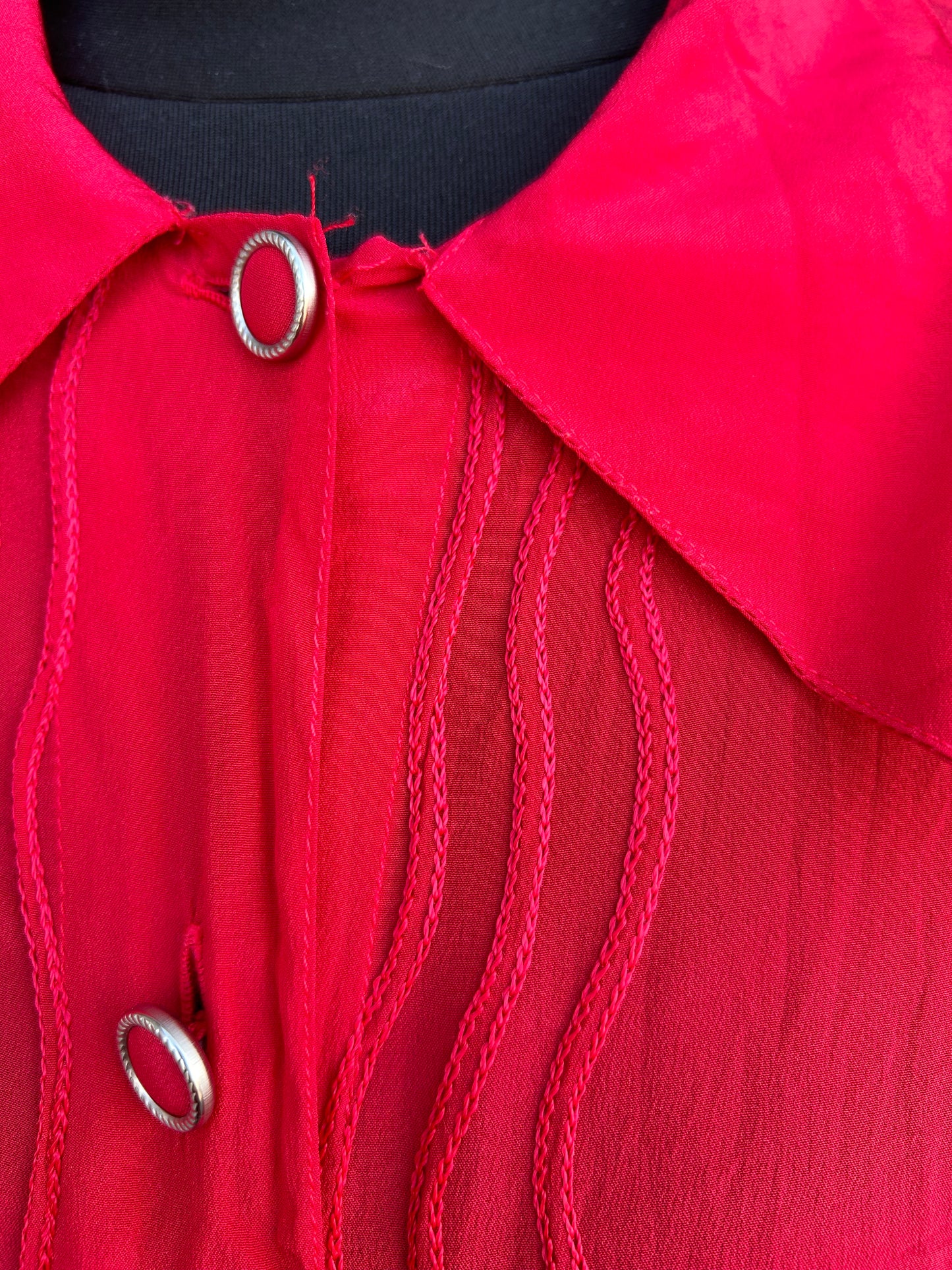 80s red blouse uk 10-12