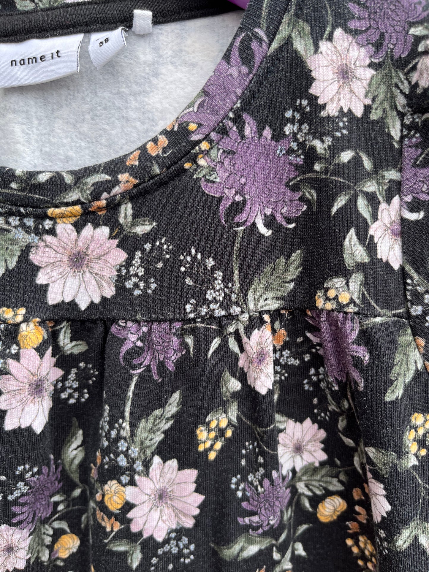 Floral black brushed dress 2-3y (92-98cm)