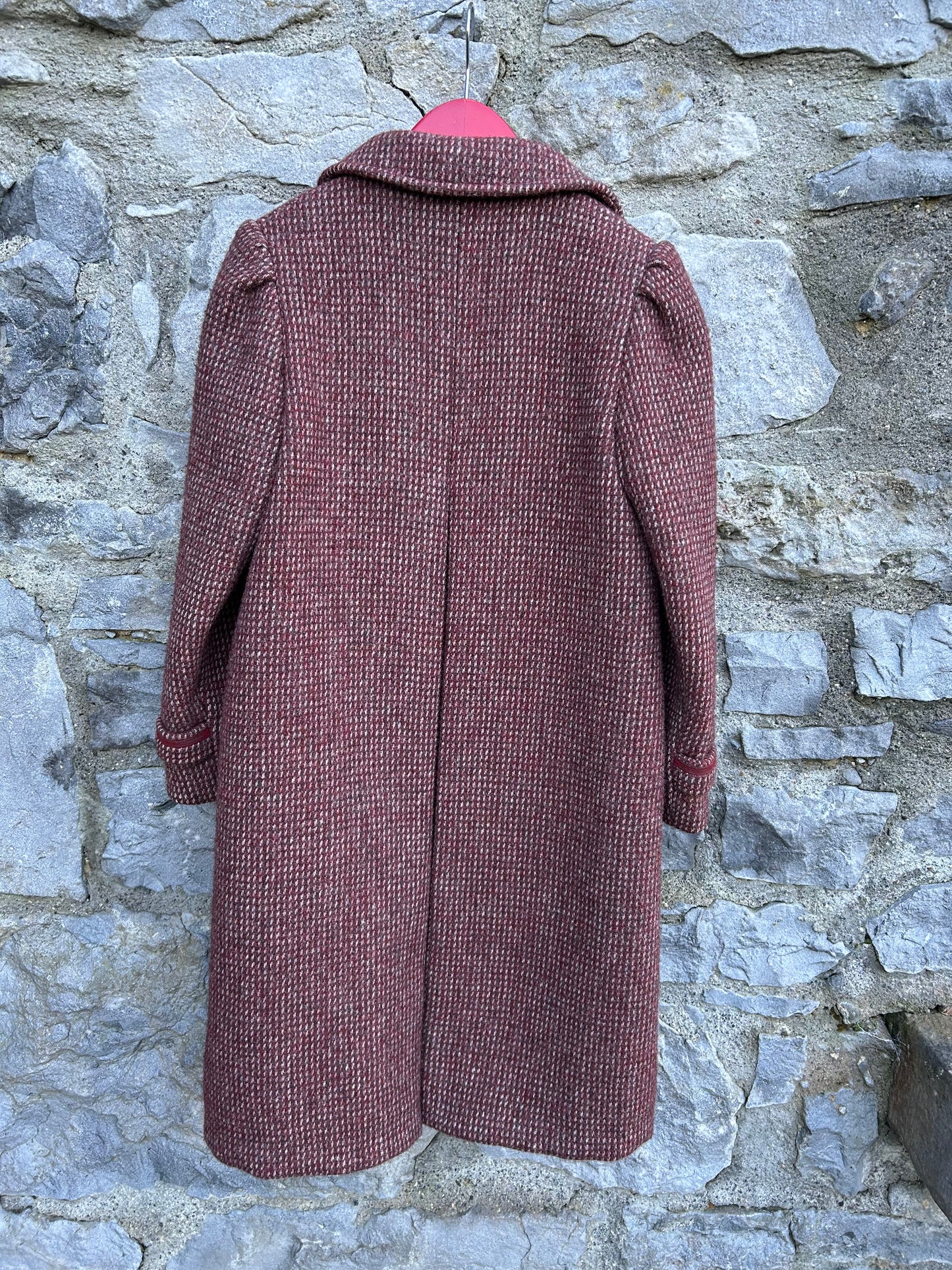 70s maroon melange woolly coat 8y (128cm)