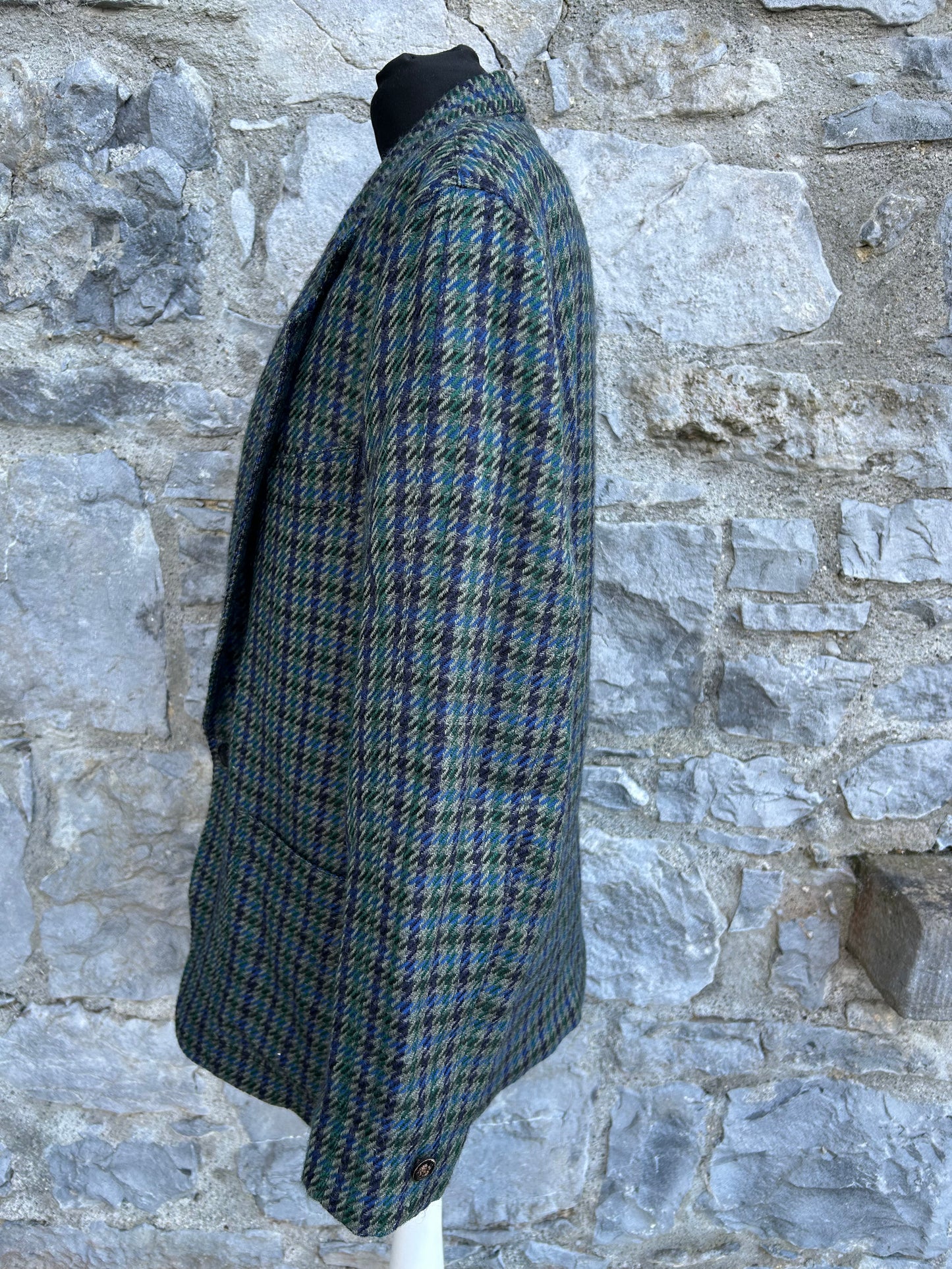 80s Blue&grey herringbone jacket S/M