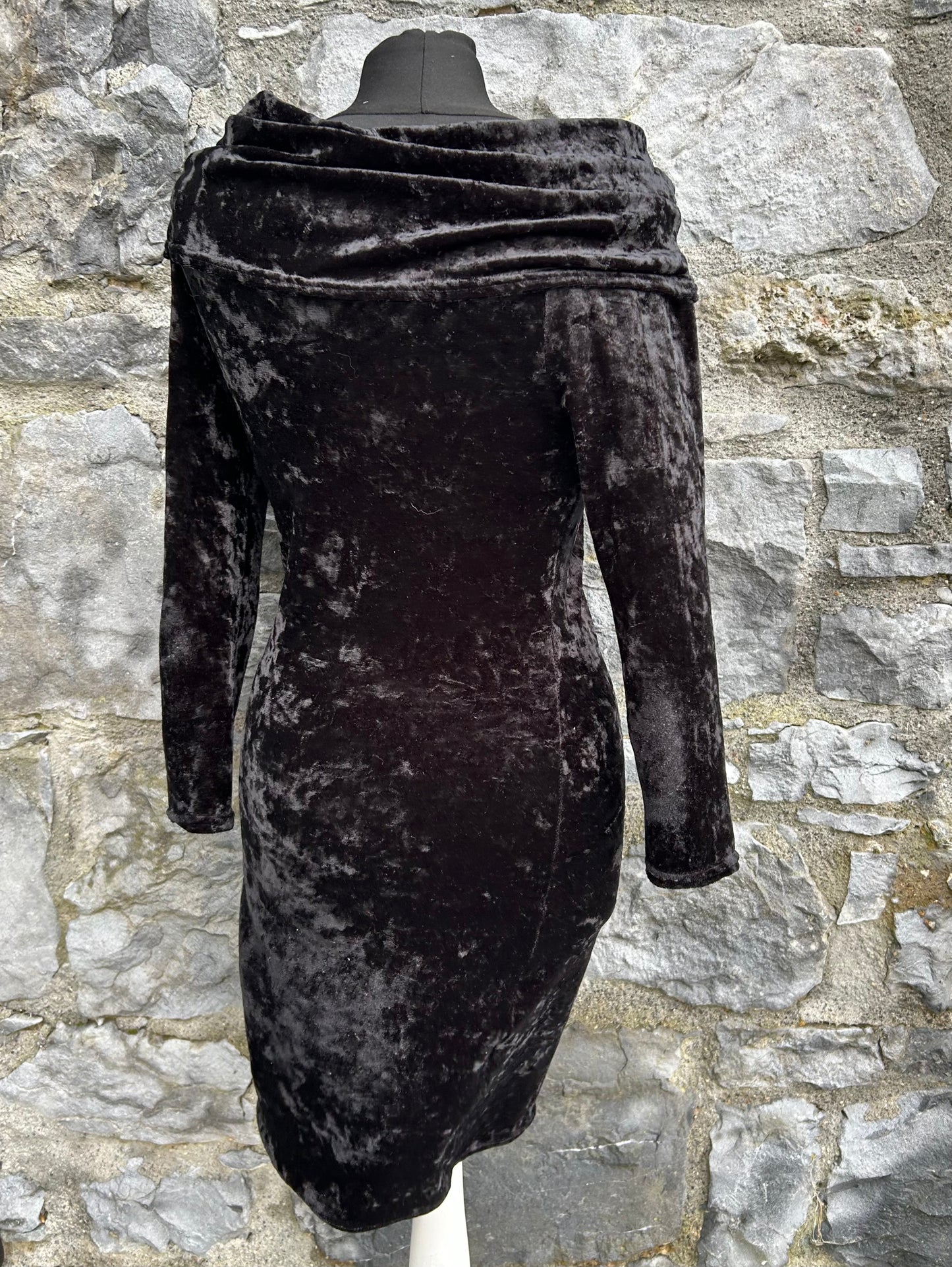 90s black crushed velvet dress uk 6-8
