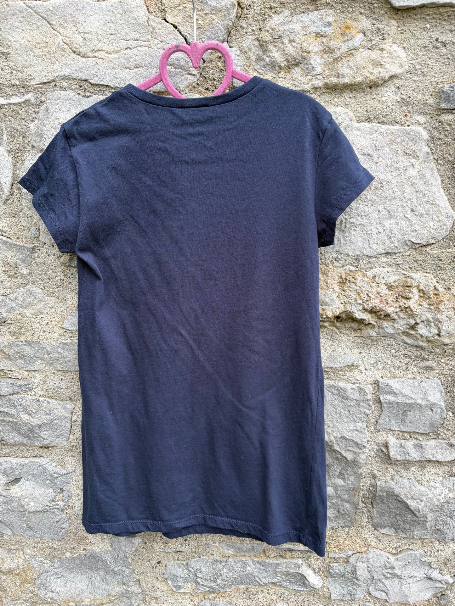 Silver heart navy t-shirt 10-11y (140-146cm)