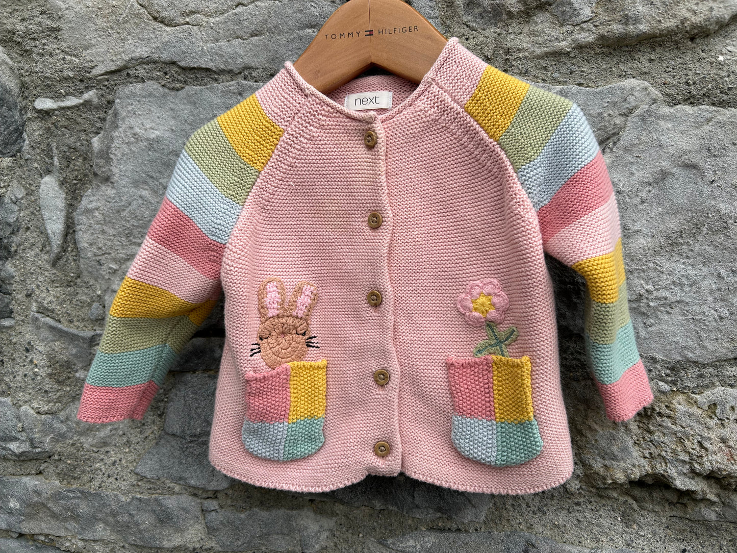Raglan pink&rainbow cardigan 3-6m (62-68cm)