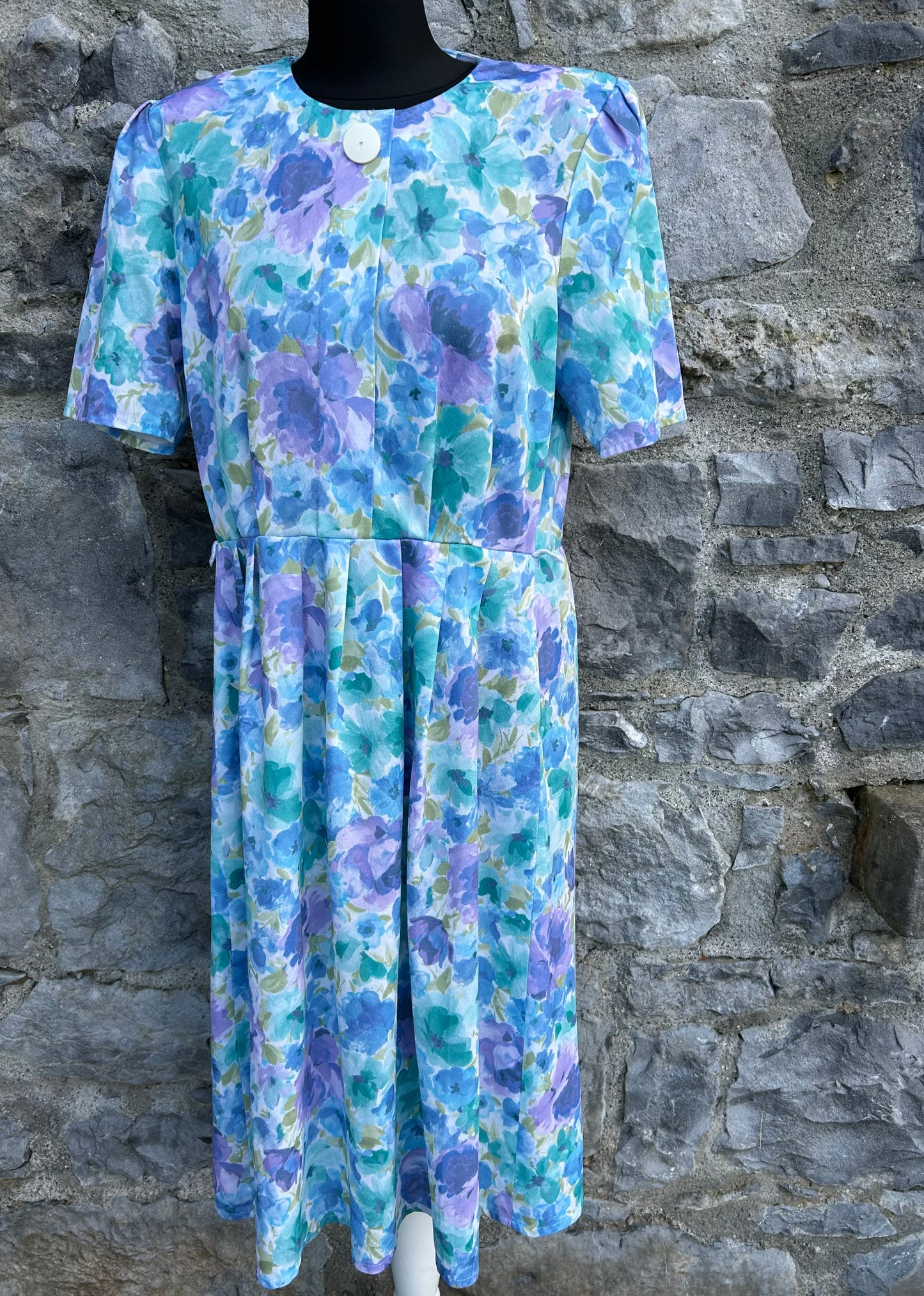 90s Blue&purple flowers dress uk 12