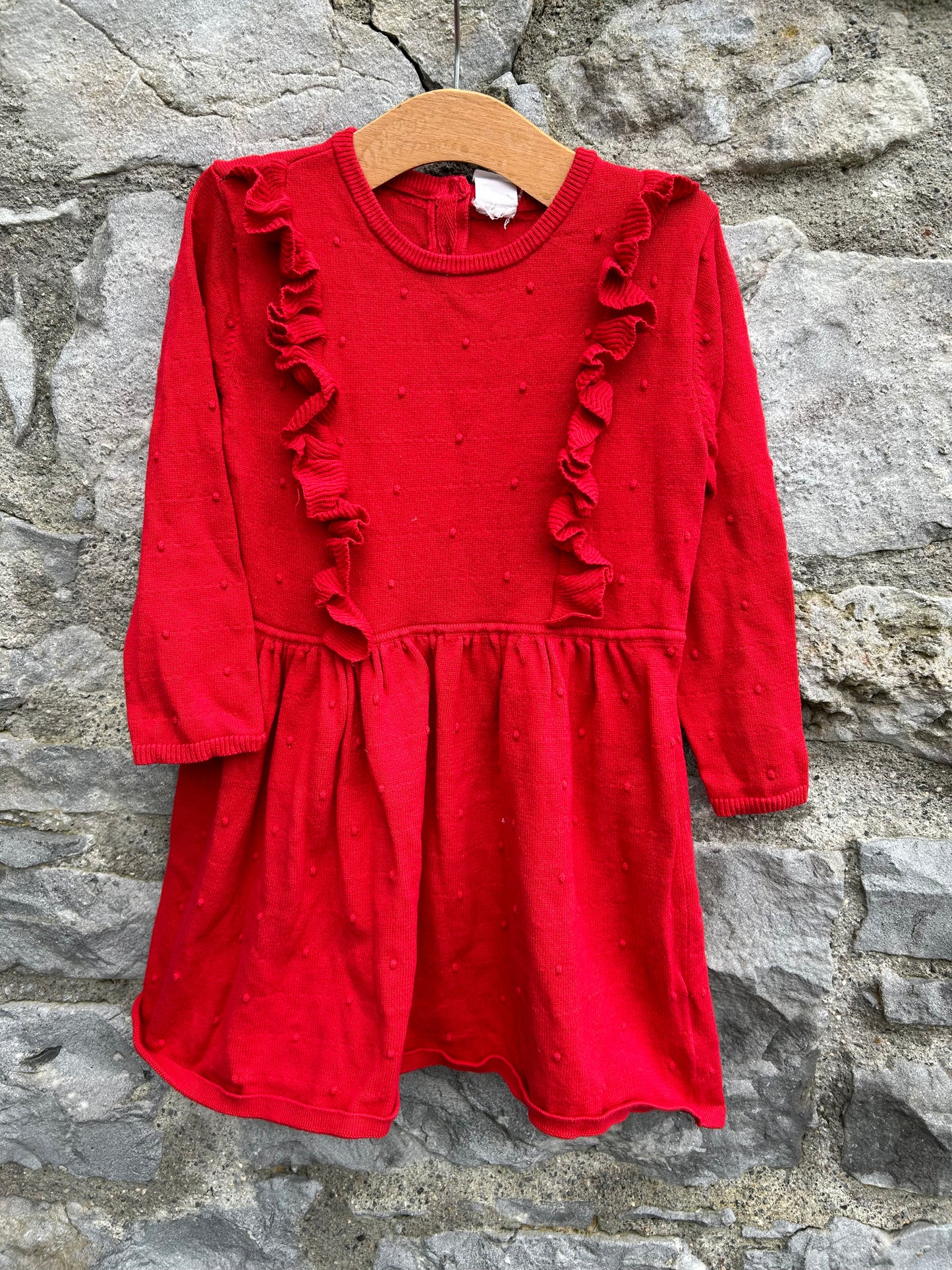 Red knitted dress 2-3y (92-98cm)