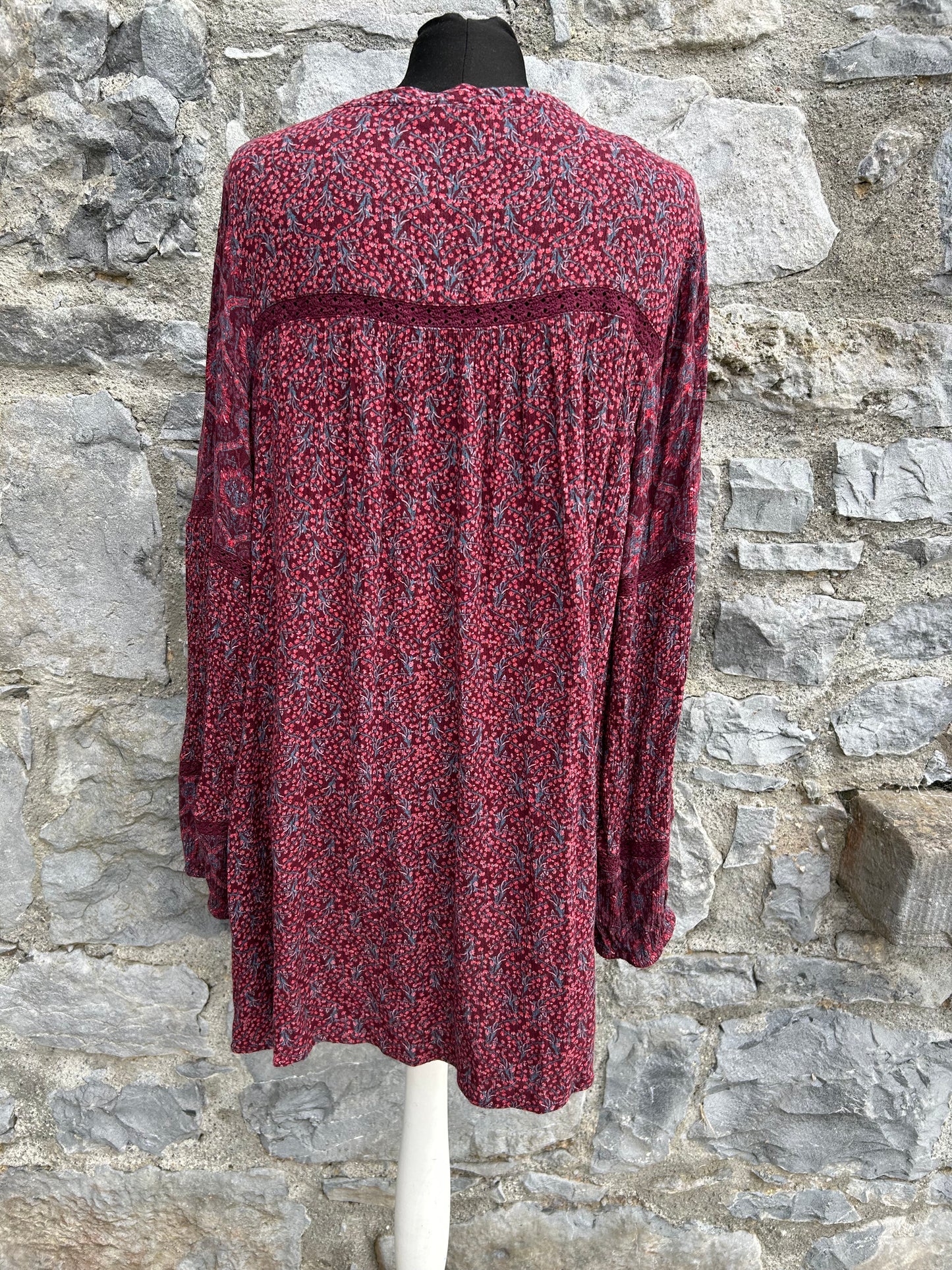 Maroon floral tunic uk 18