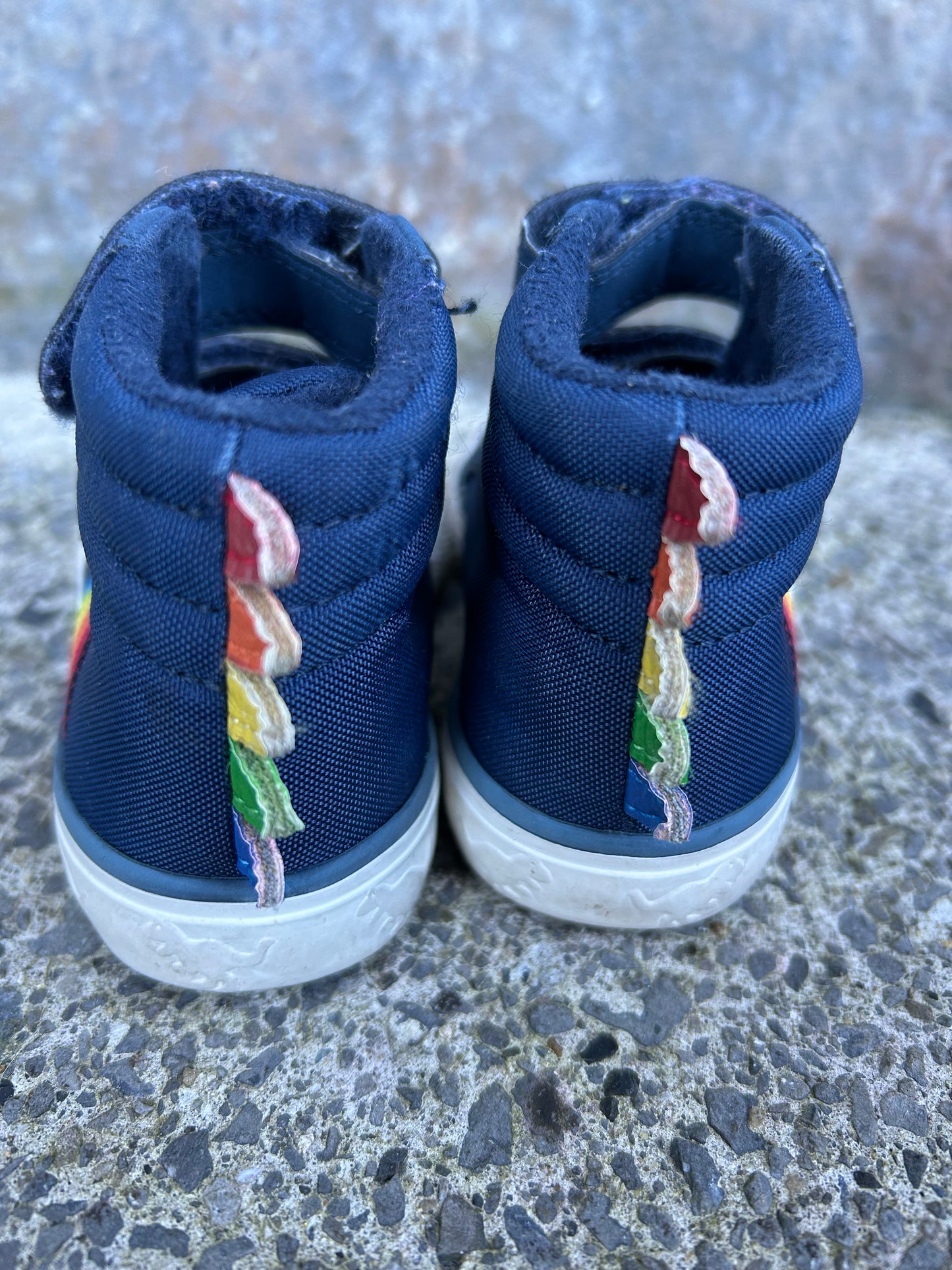 Rainbow spikes navy hi top trainers uk 4 (eu 20.5)