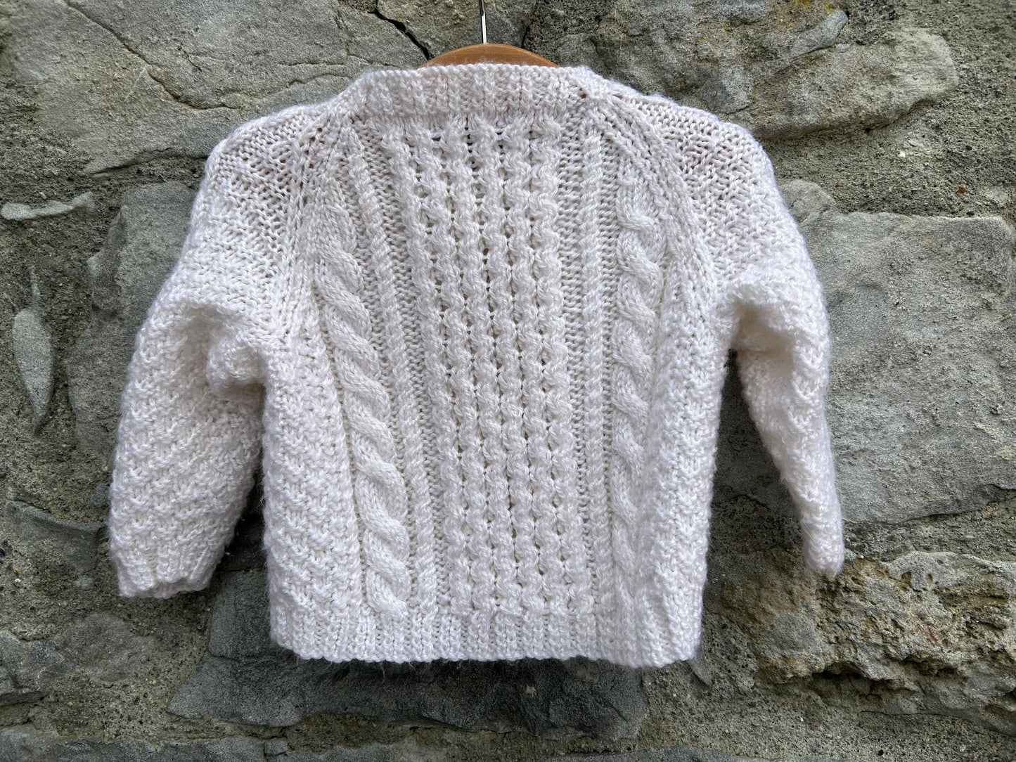 White Aran style cardigan 6-9m (68-74cm)
