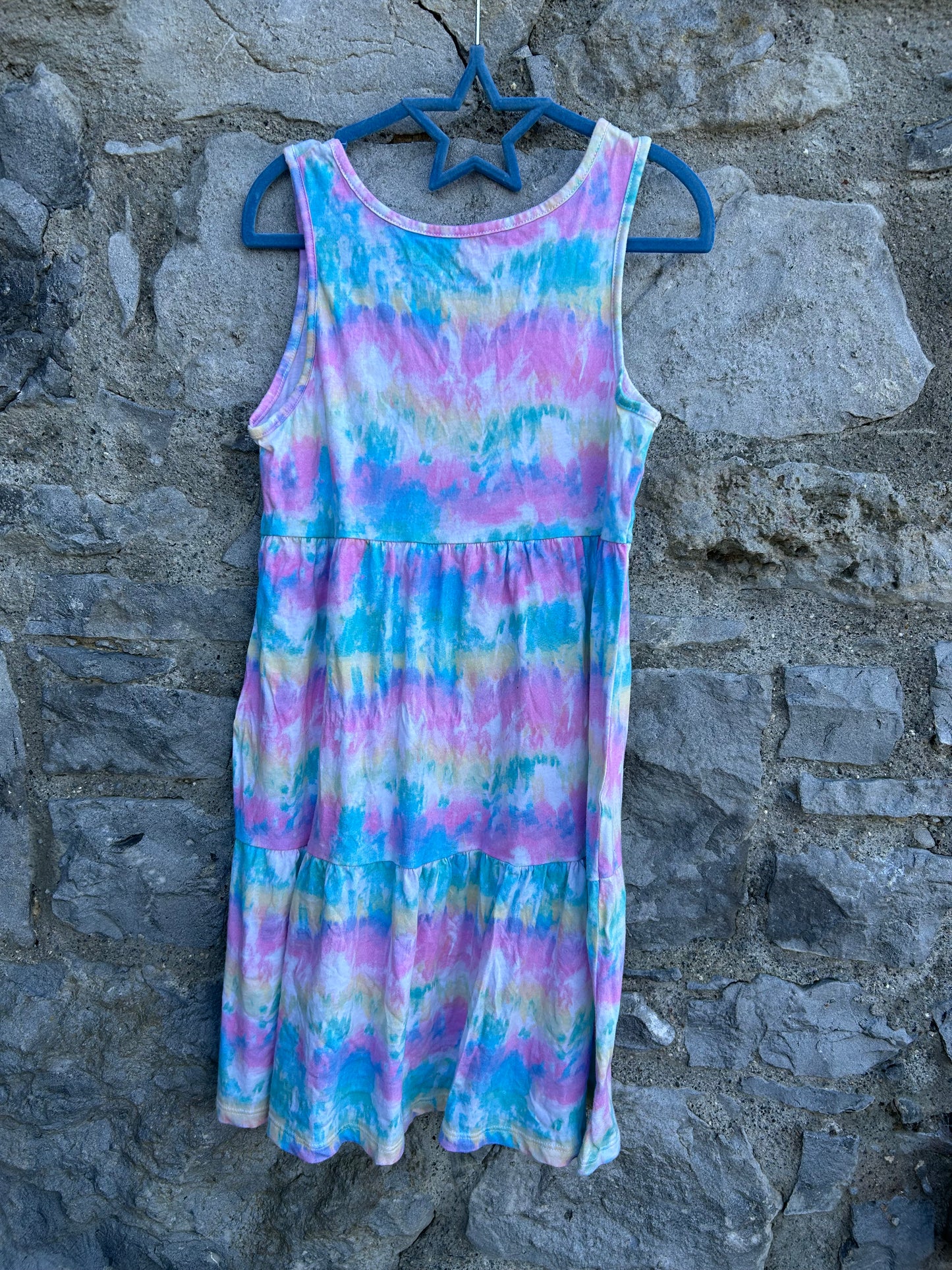 Rainbow tie-dye dress 10y (140cm)