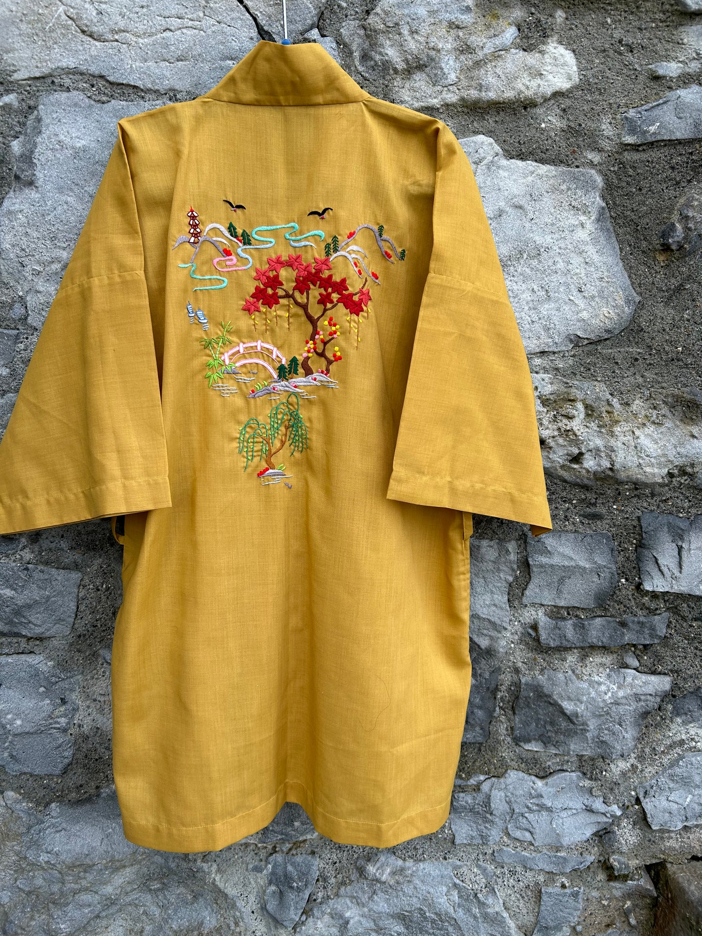 80s mustard embroidered kimono 5-6y (110-116cm)