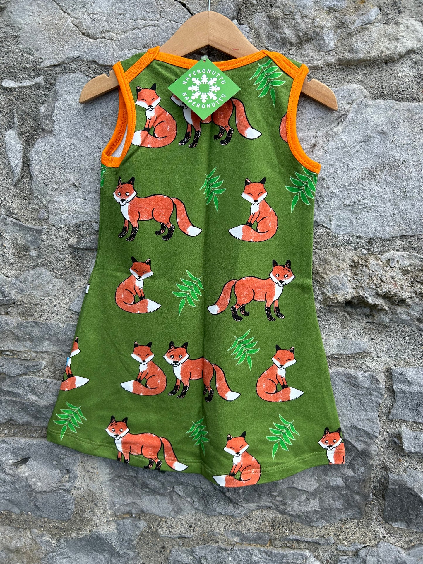 Foxes green pinafore 3-4y (98-104cm)