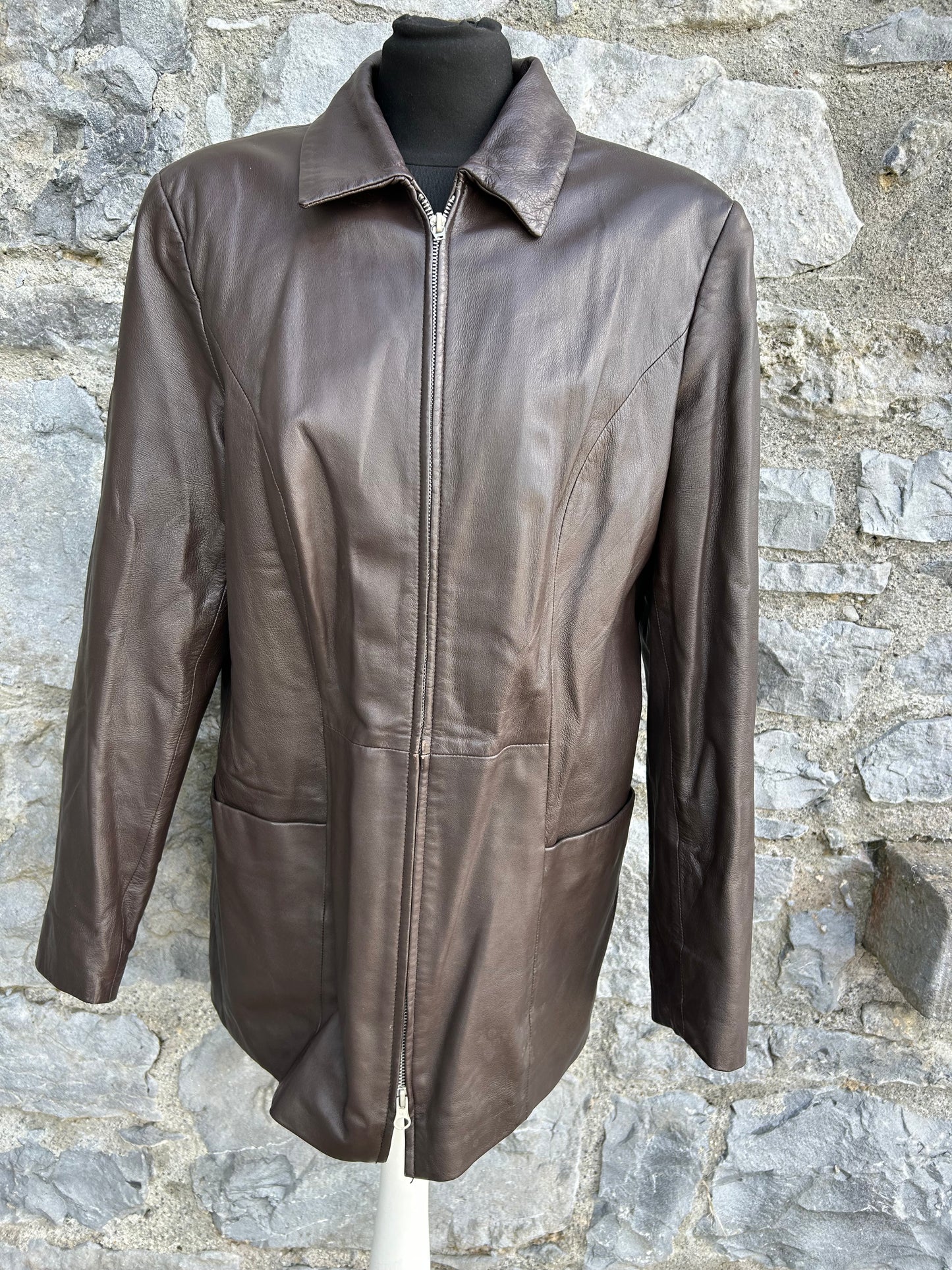 90s brown leather jacket uk 12