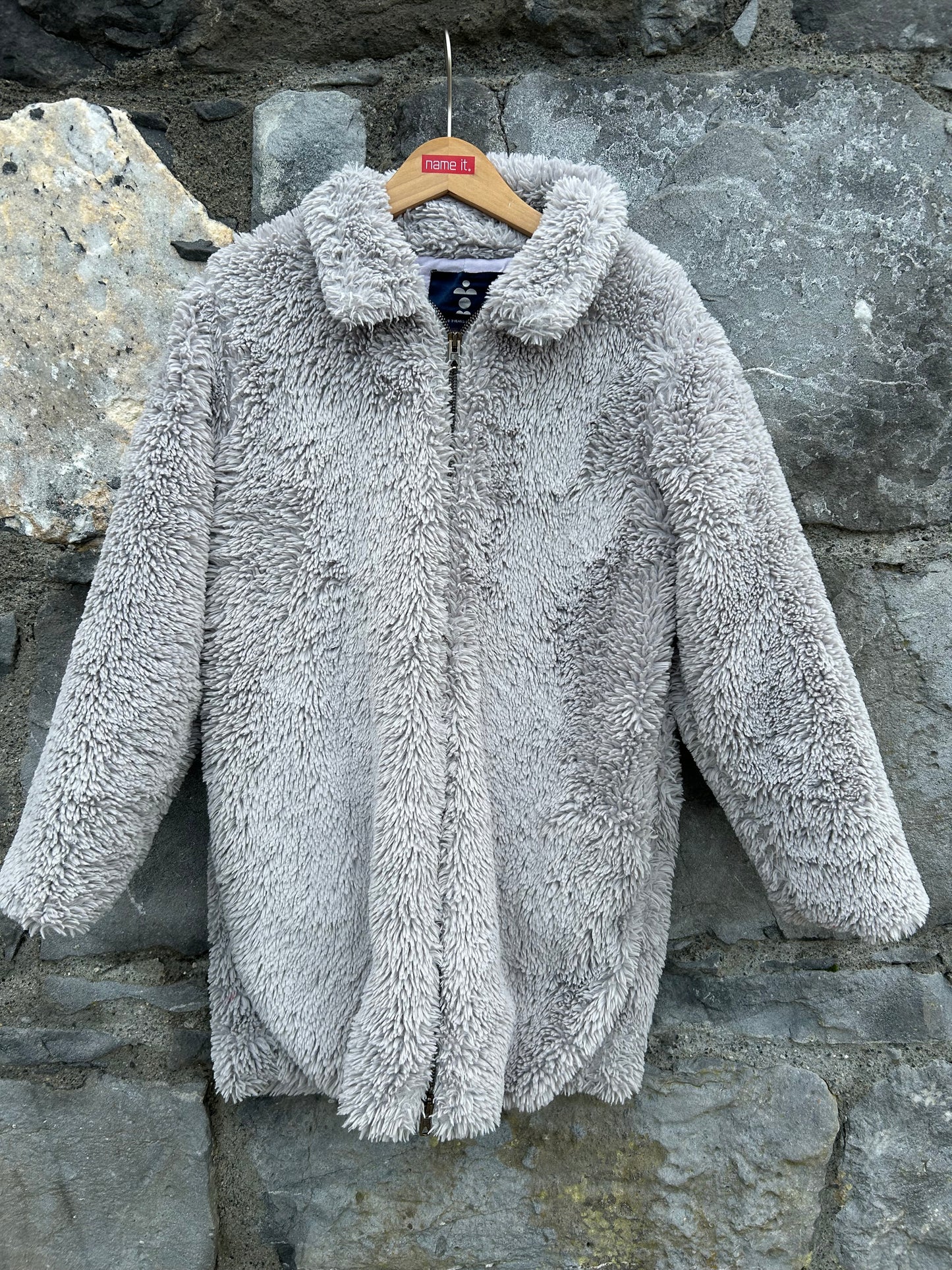 Grey fluffy coat 8-9y (128-134cm)