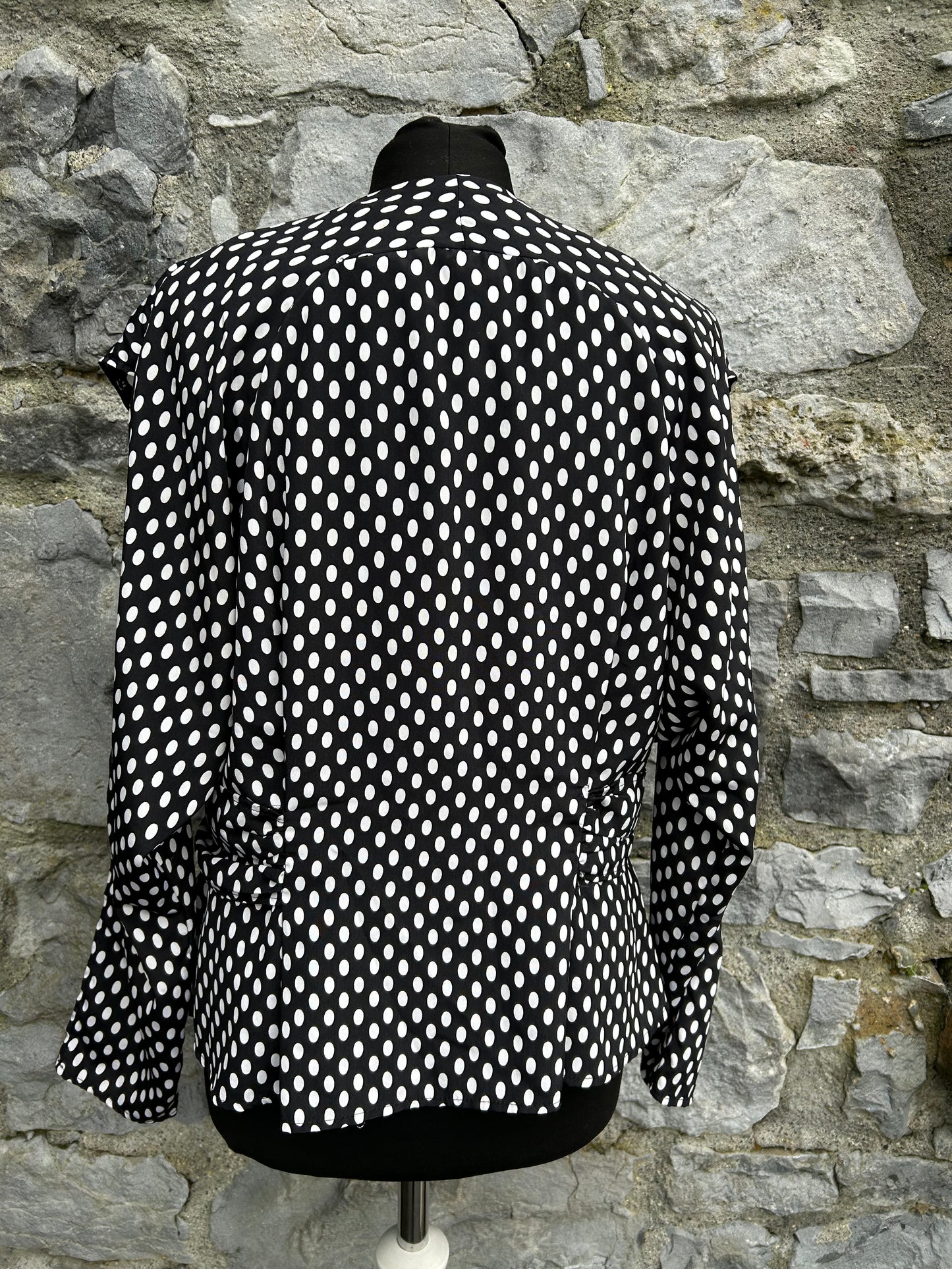 90s mega dots black blouse uk 12