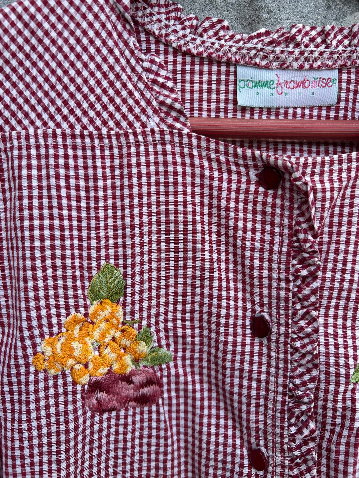 80s red check dress 8y (128cm)