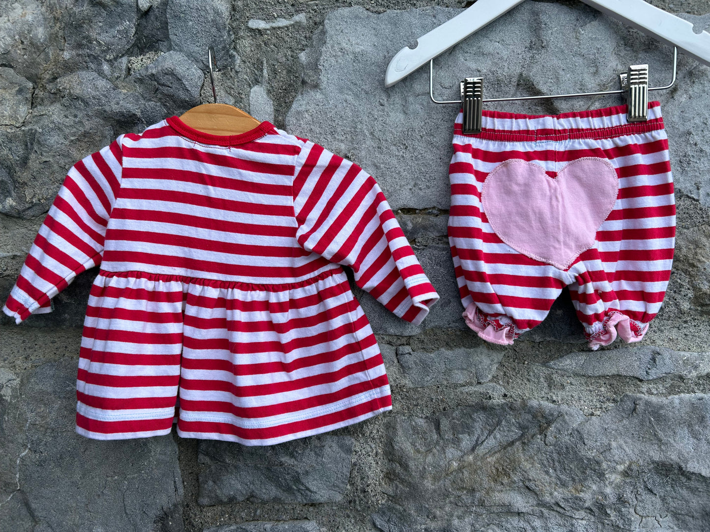 Hearts stripy tunic&pants 0-3m (56-62cm)