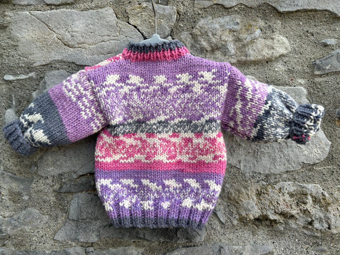 Pink&purple melange cardigan 3-6m (62-68cm)