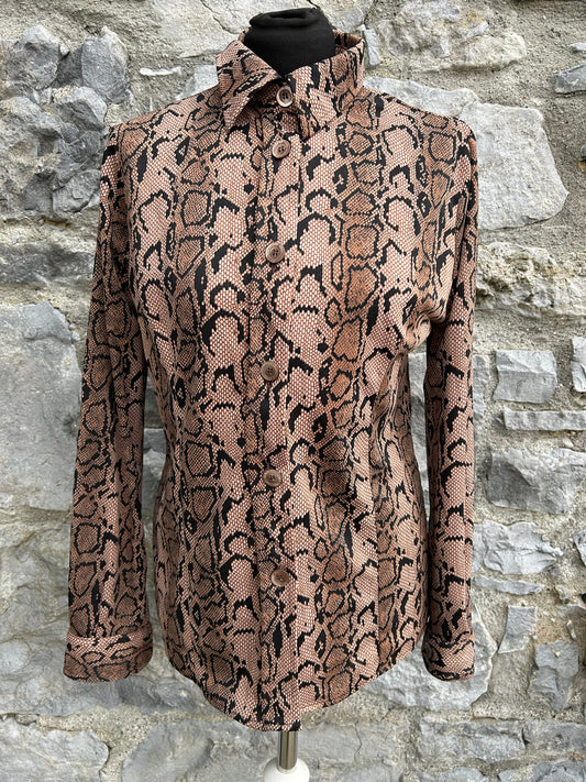 90s brown snakeskin print blouse uk 12-14