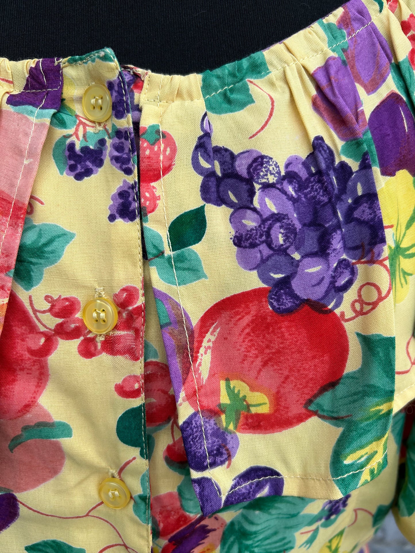 80s yellow fruit blouse uk 10
