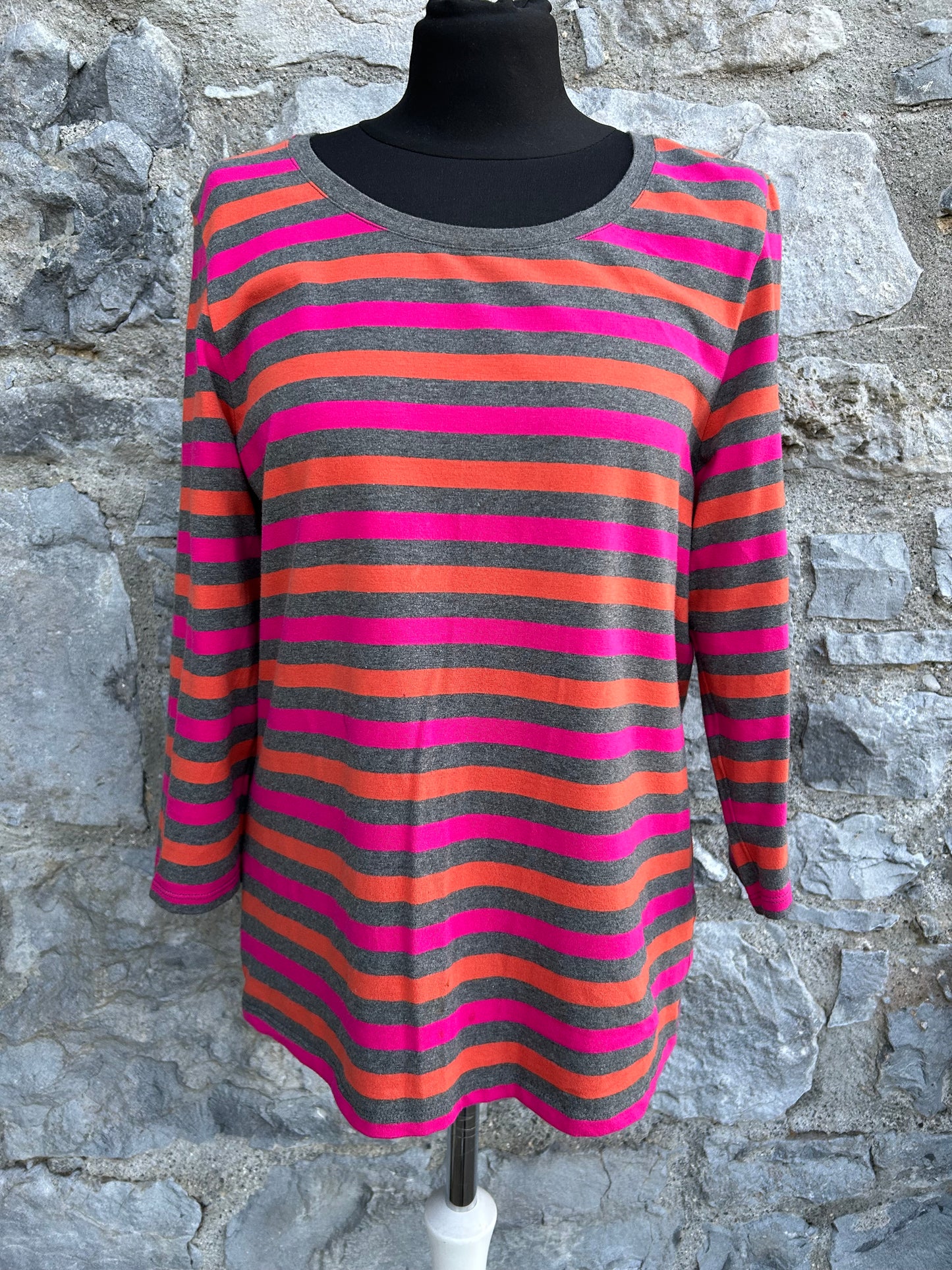 Pink&orange&grey stripy top uk 14