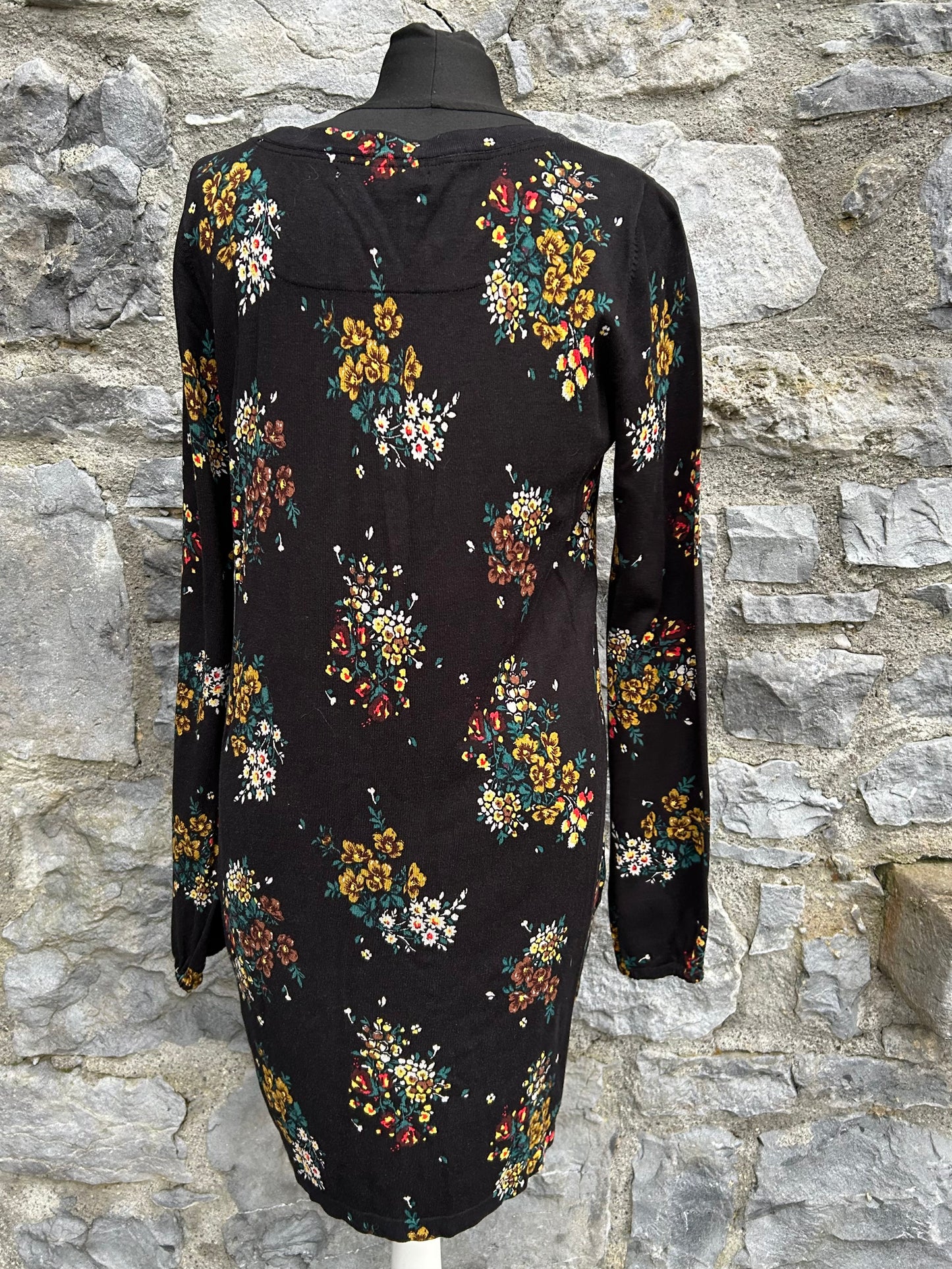 Floral black knitted dress uk 12