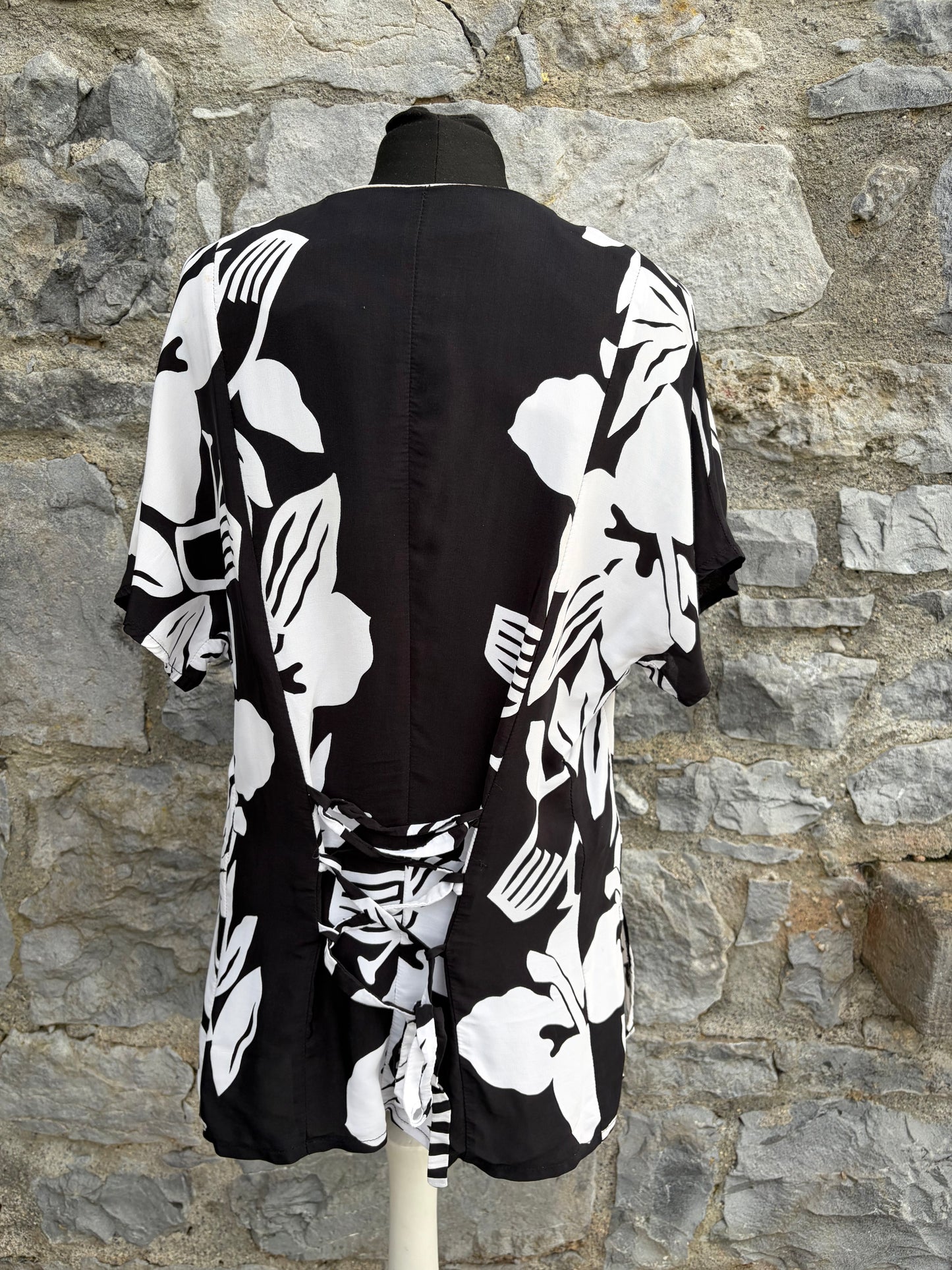 80s Black&white blouse uk 10