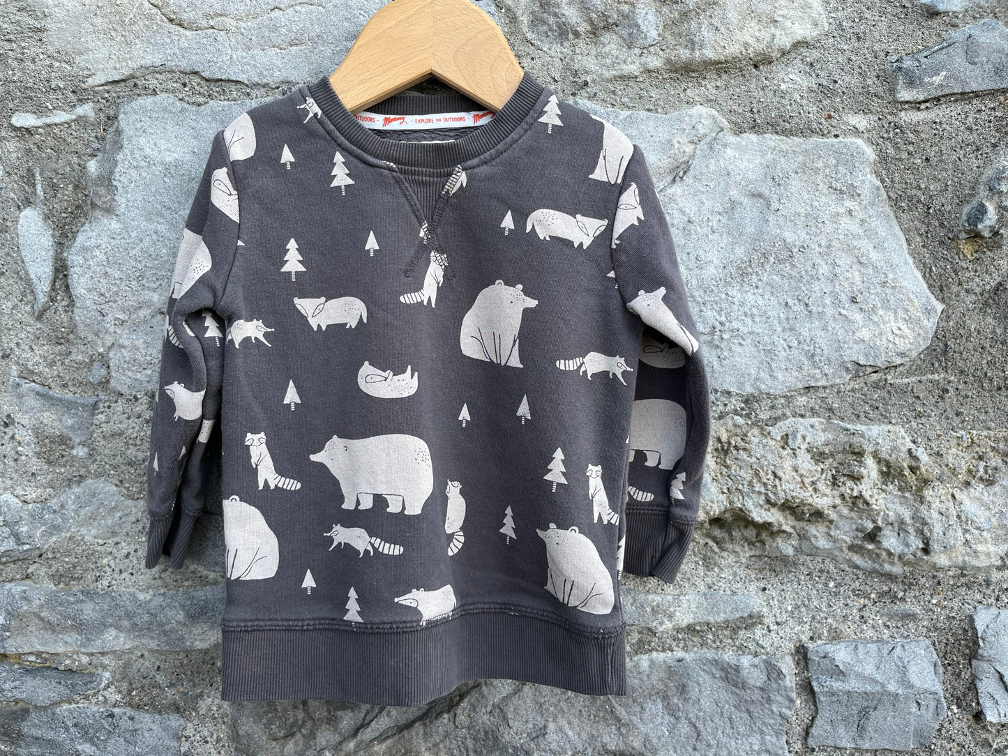 Woodland animals grey sweatshirt 12-18m (80-86cm)