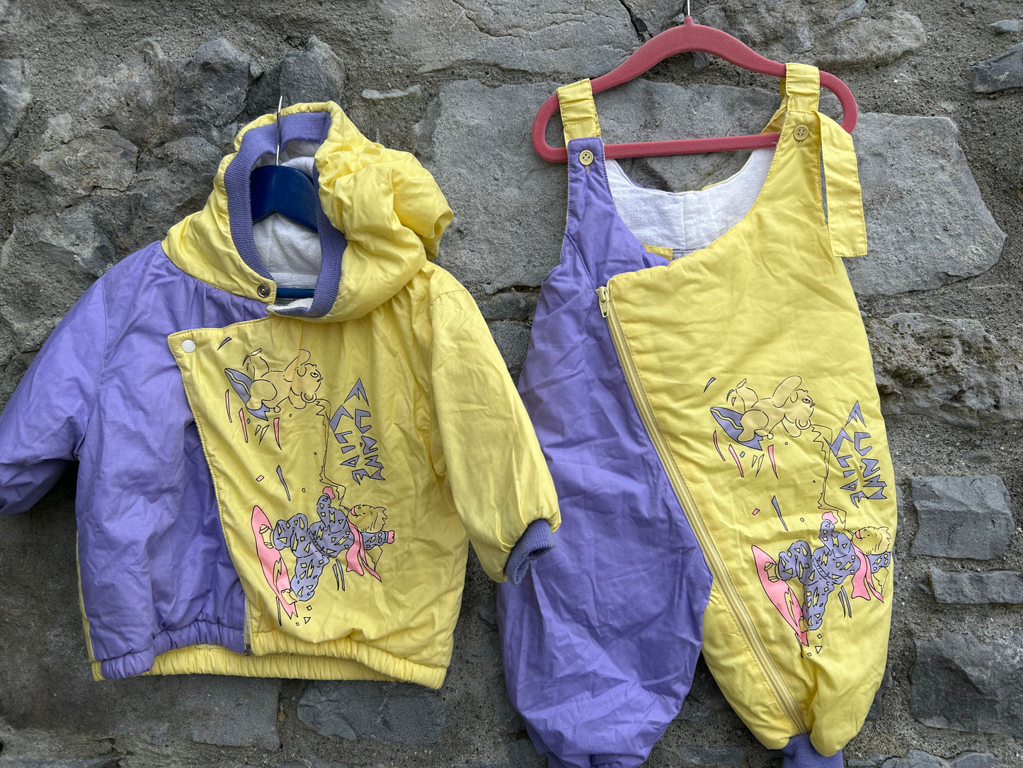 80s yellow&purple snow suit 9-12m (74-80cm)
