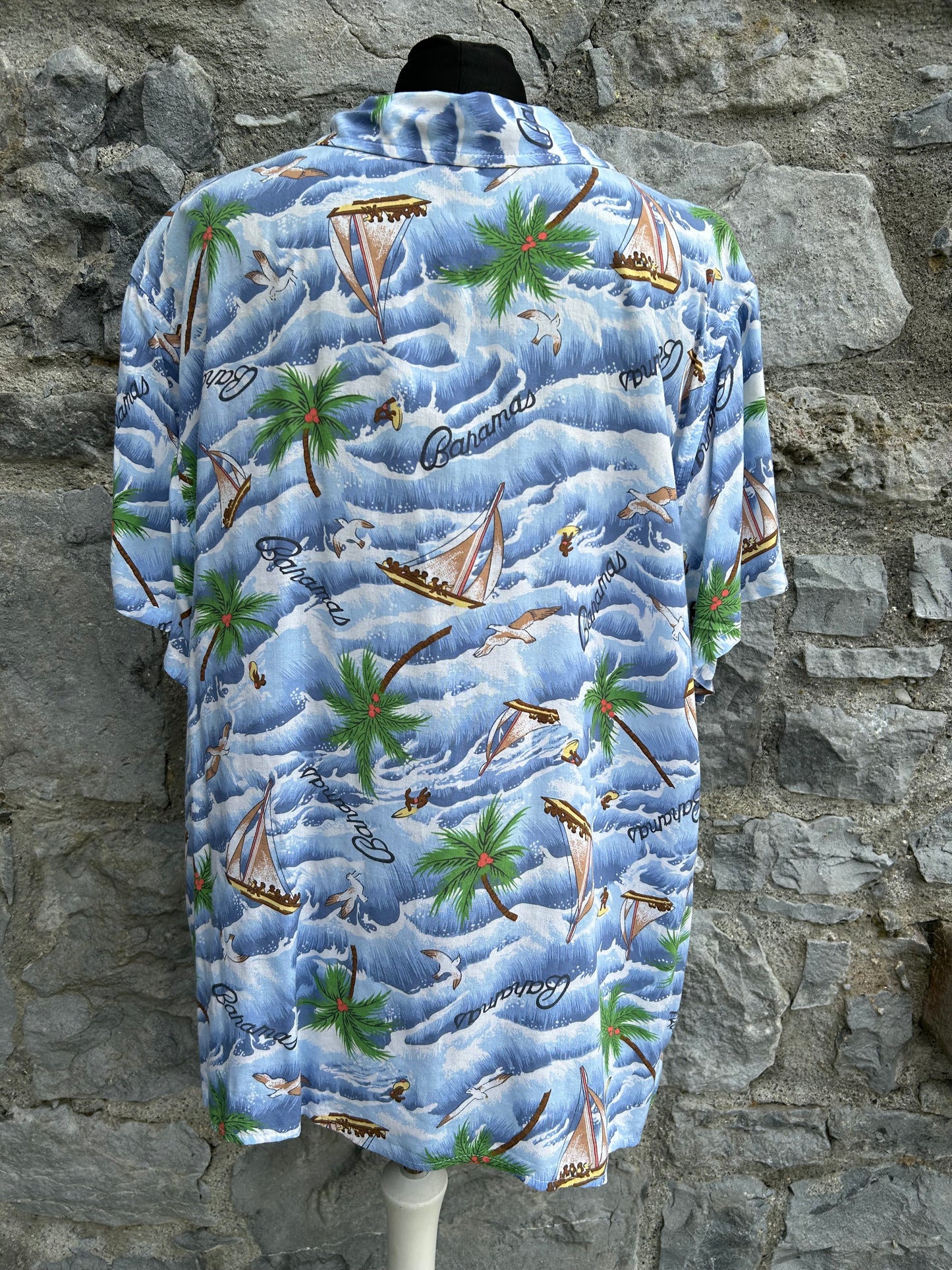 90s blue Hawaiian shirt uk 16-18