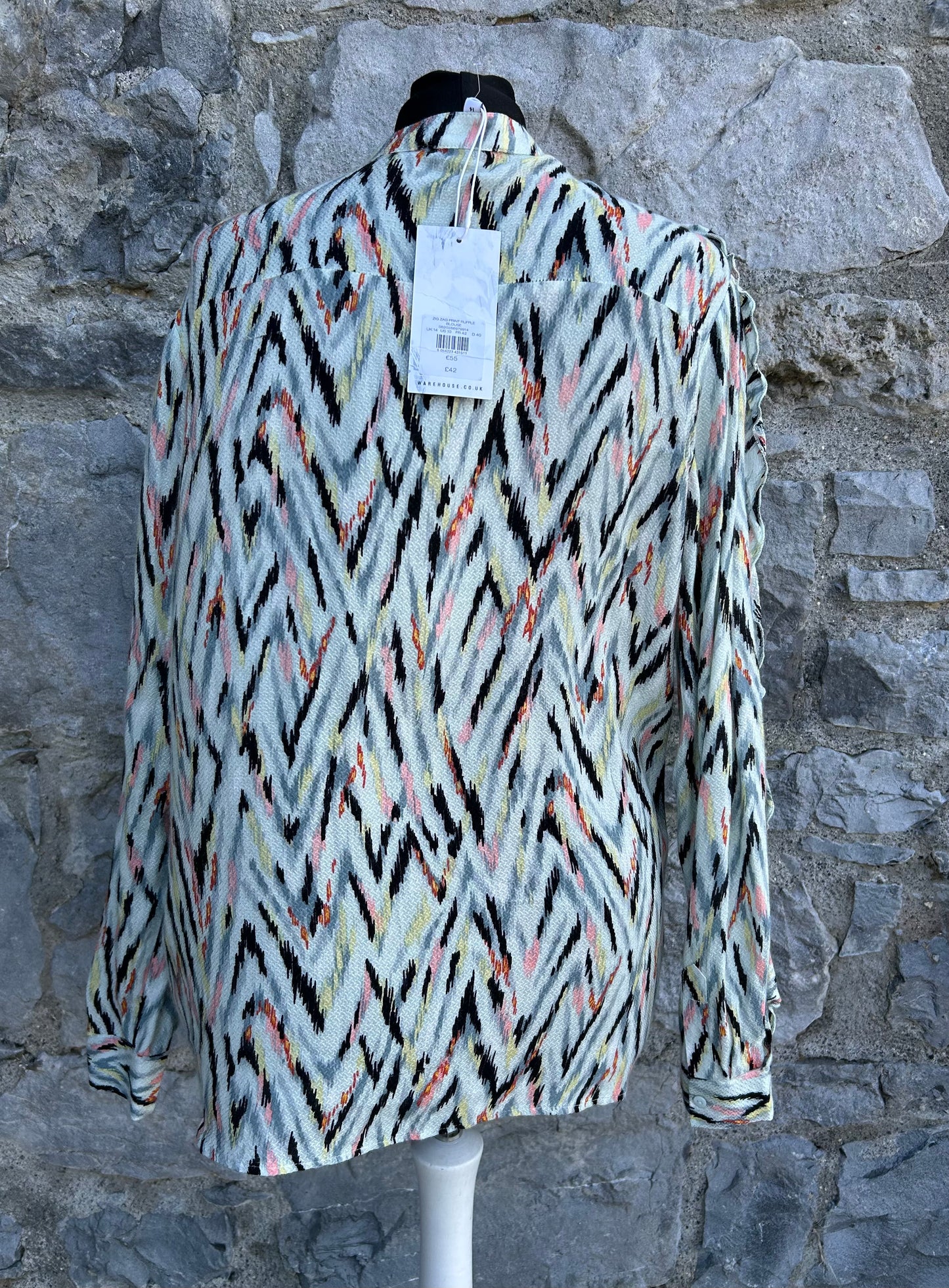 Frill Black chevron blouse uk 14